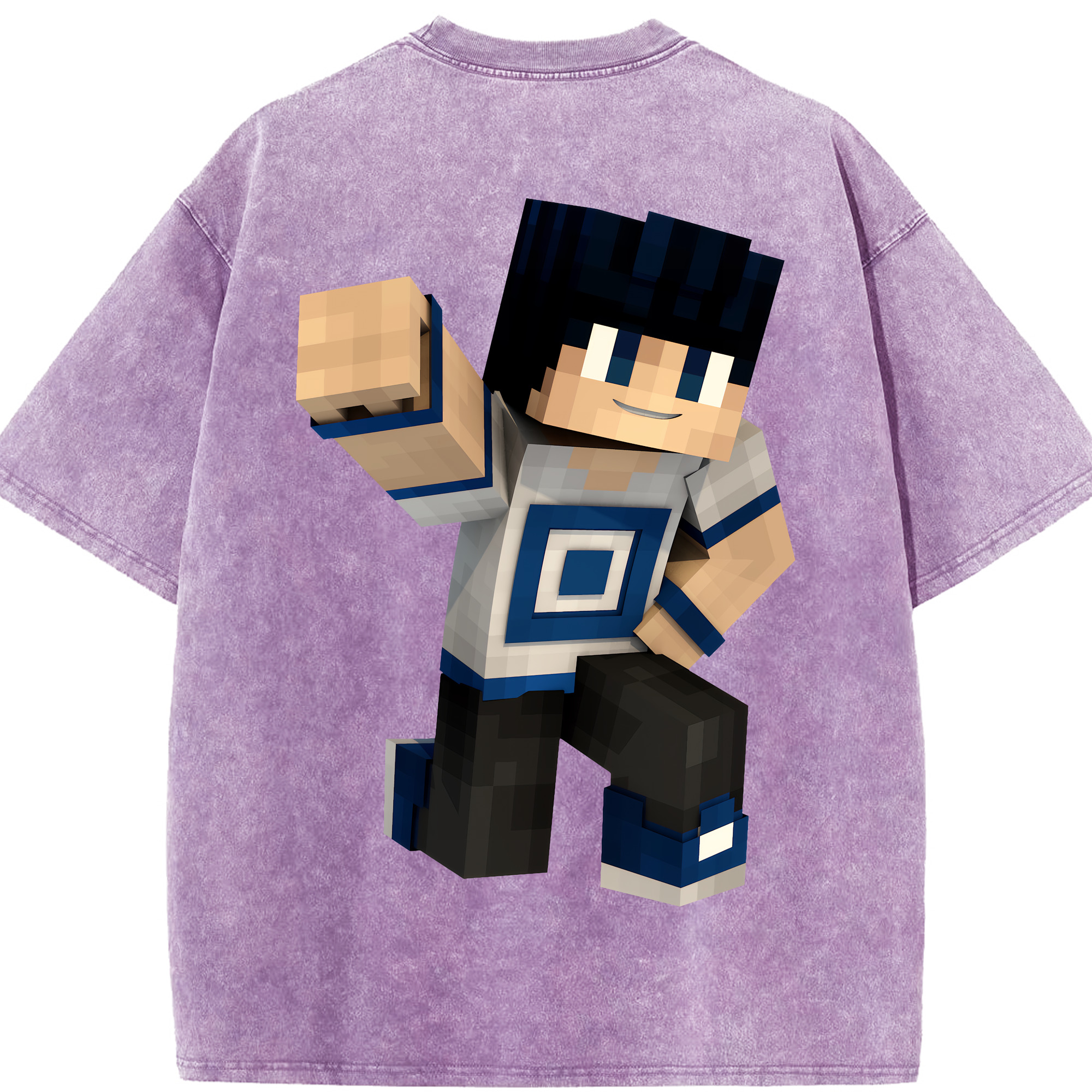 （画像用） マインクラフト ブロックの世界 Minecraft MC Block world 綿100% ヴィンテージ風 半袖Tシャツ（背面プリント）