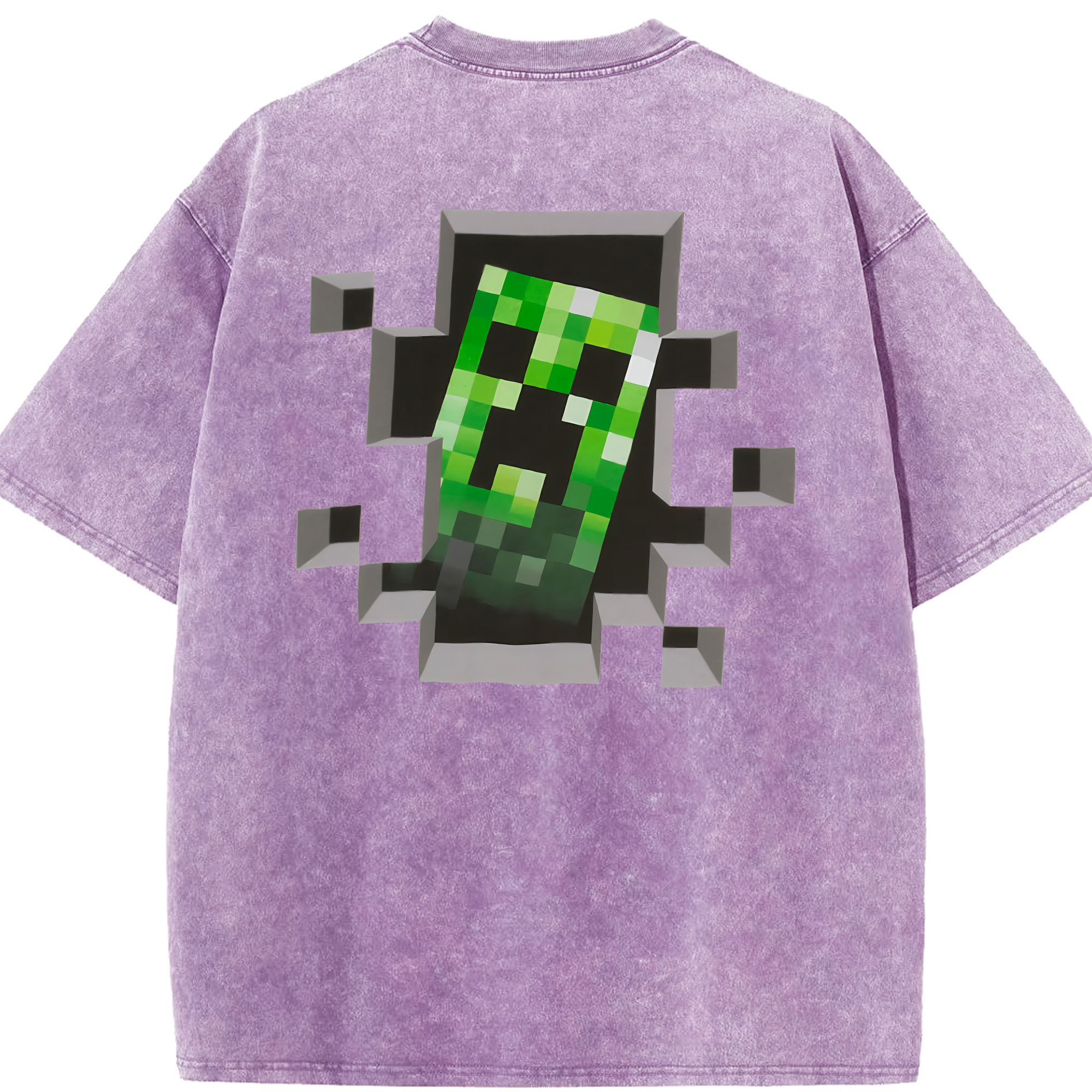 （画像用） マインクラフト ブロックの世界 Minecraft MC Block world 綿100% ヴィンテージ風 半袖Tシャツ（背面プリント）