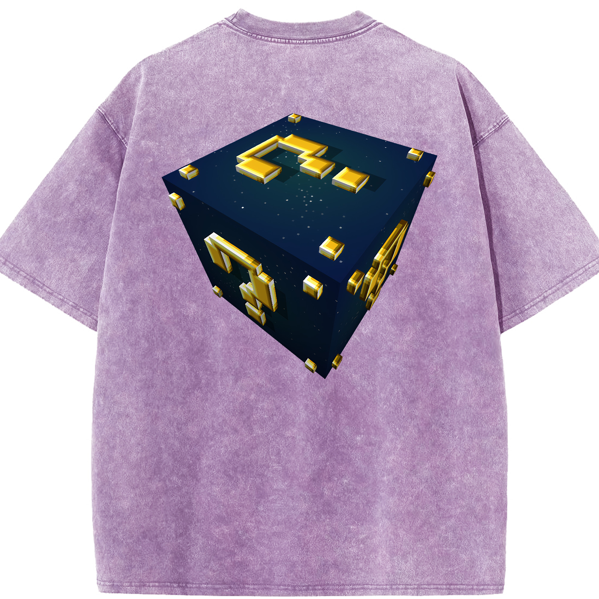 （画像用） マインクラフト ブロックの世界 Minecraft MC Block world 綿100% ヴィンテージ風 半袖Tシャツ（背面プリント）