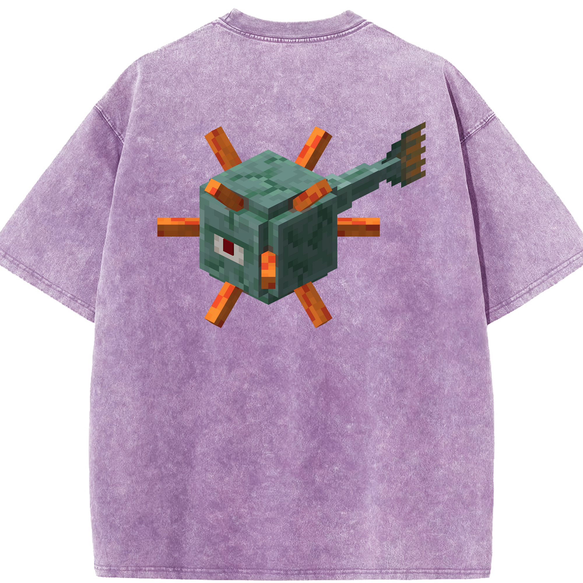 （画像用） マインクラフト ブロックの世界 Minecraft MC Block world 綿100% ヴィンテージ風 半袖Tシャツ（背面プリント）