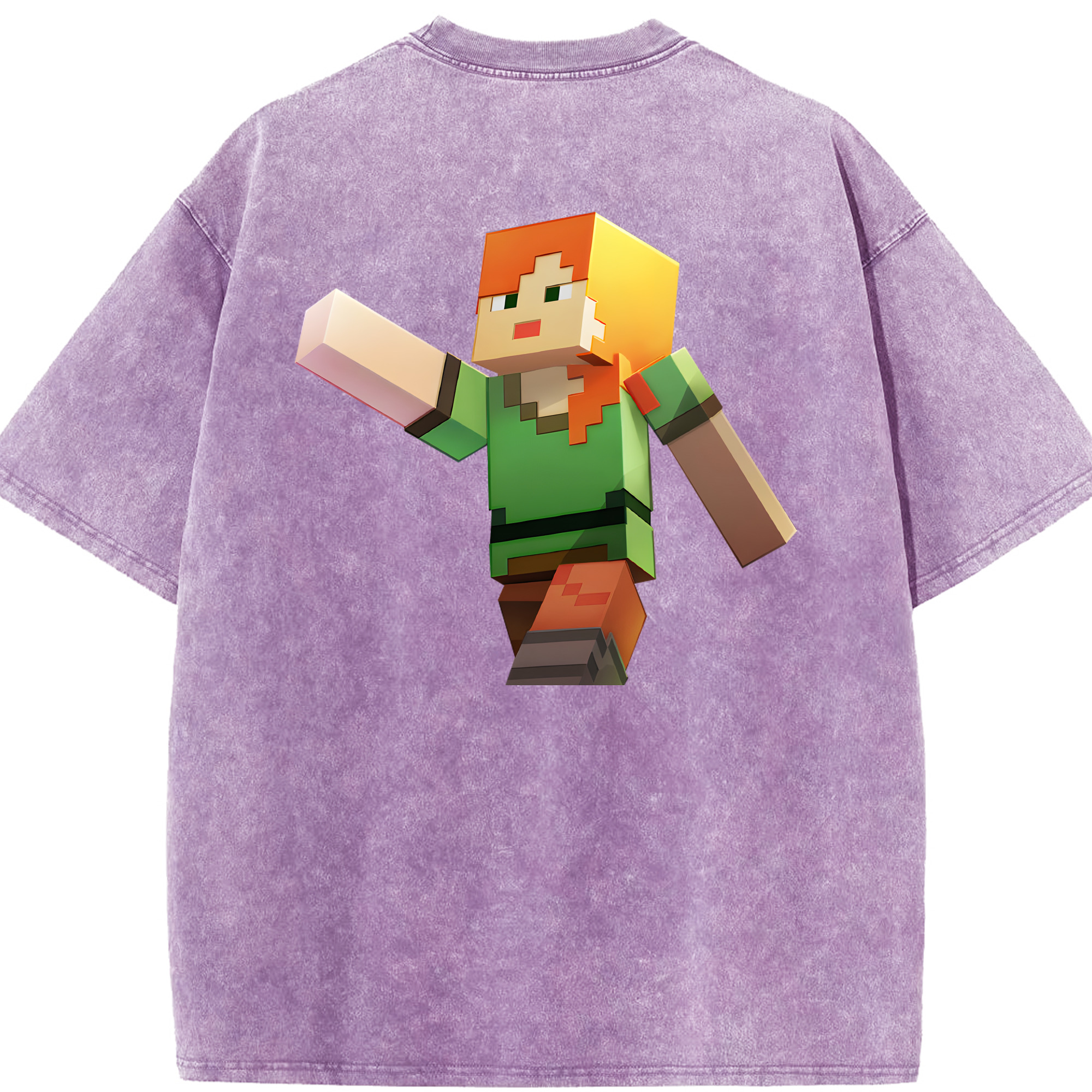 （画像用） マインクラフト ブロックの世界 Minecraft MC Block world 綿100% ヴィンテージ風 半袖Tシャツ（背面プリント）