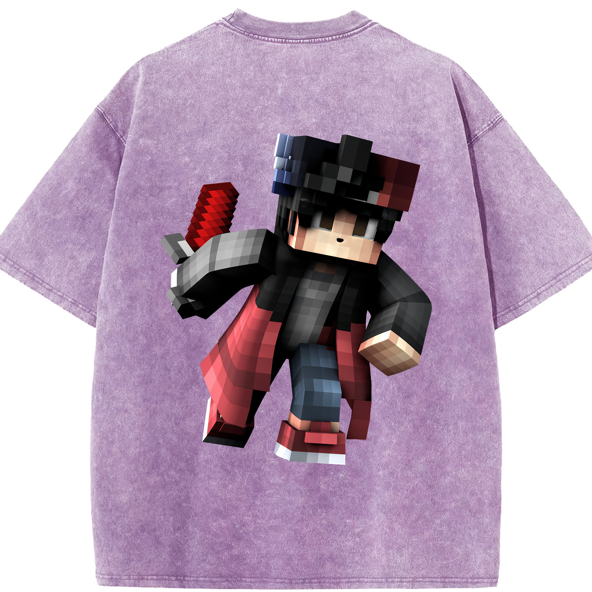 （画像用） マインクラフト ブロックの世界 Minecraft MC Block world 綿100% ヴィンテージ風 半袖Tシャツ（背面プリント）