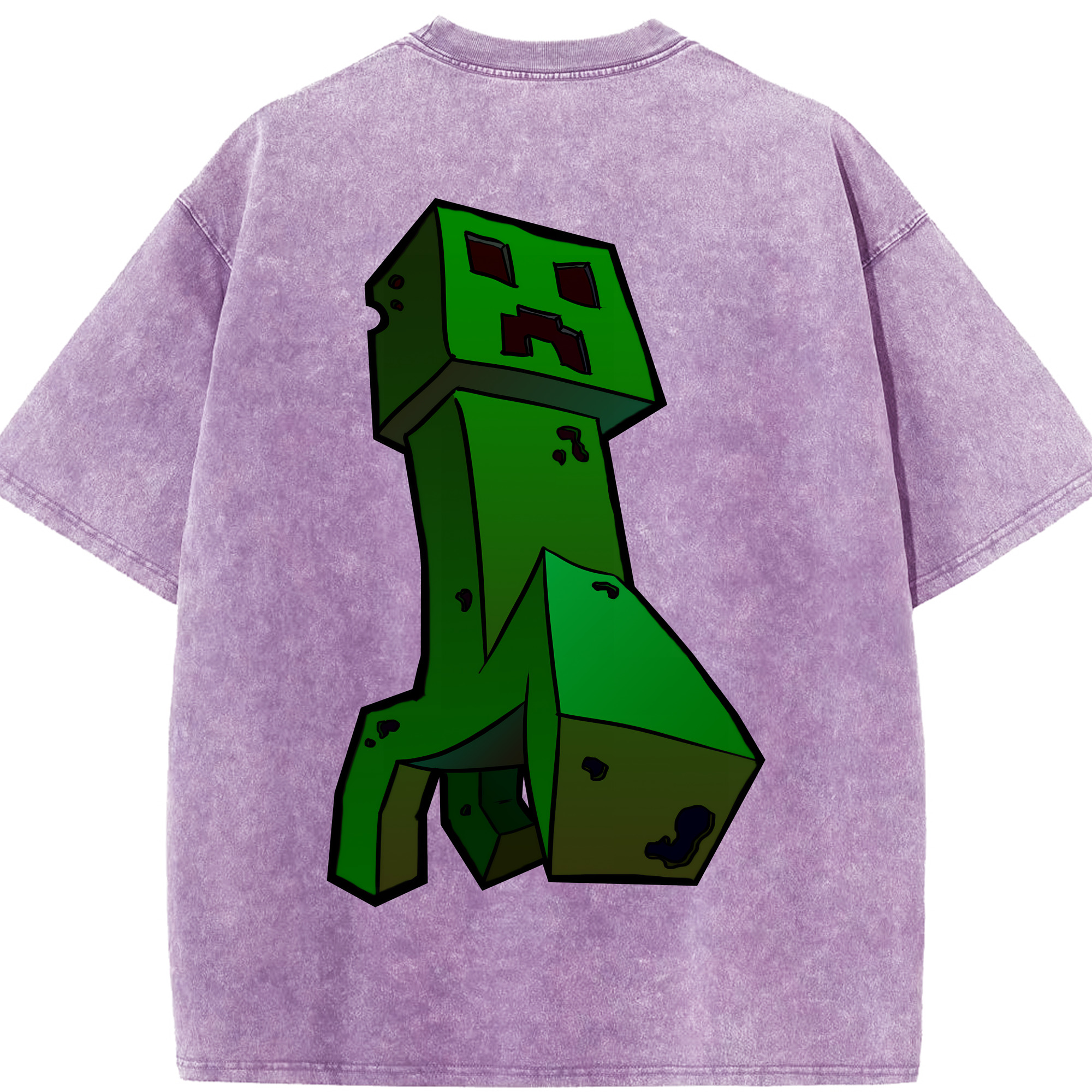 （画像用） マインクラフト ブロックの世界 Minecraft MC Block world 綿100% ヴィンテージ風 半袖Tシャツ（背面プリント）