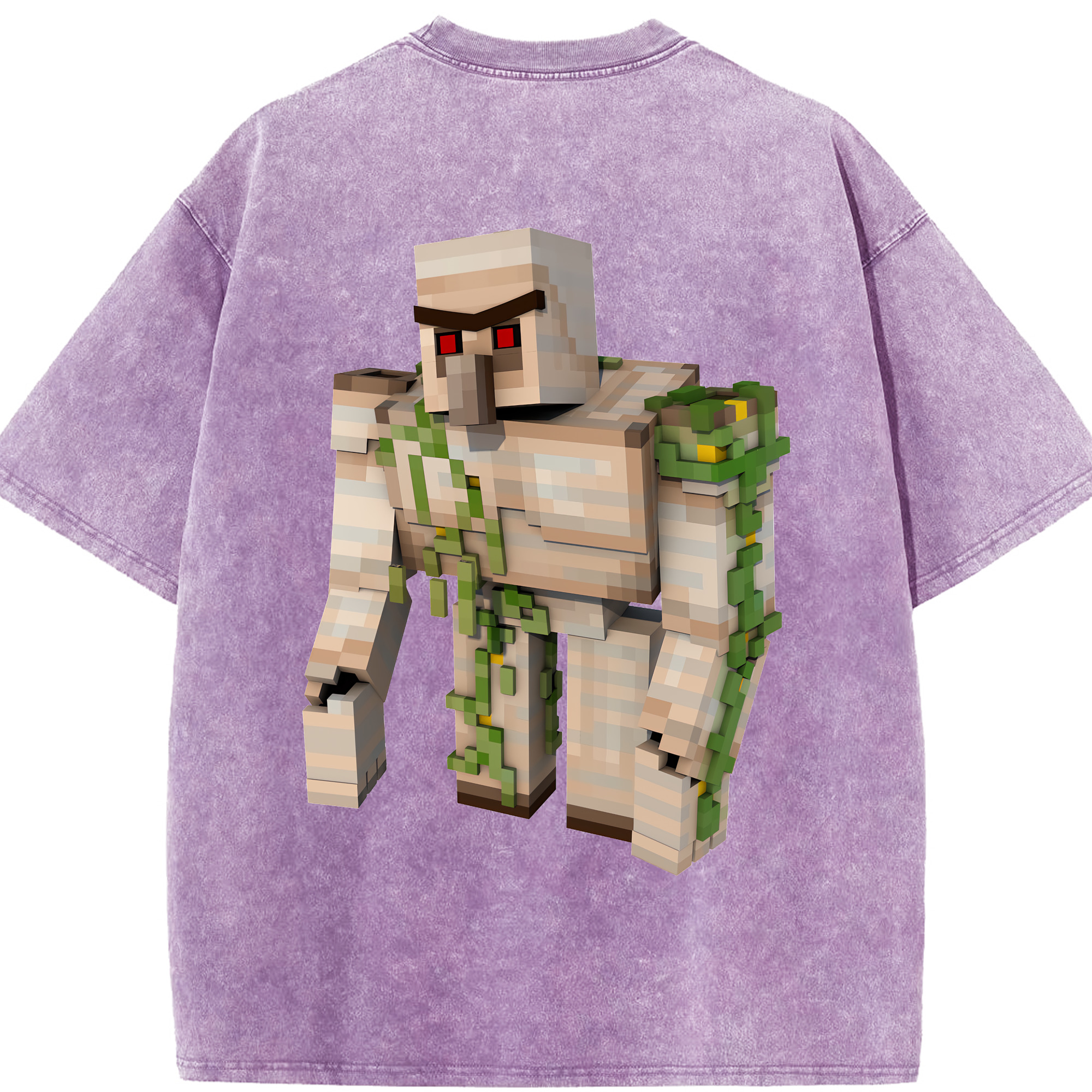 （画像用） マインクラフト ブロックの世界 Minecraft MC Block world 綿100% ヴィンテージ風 半袖Tシャツ（背面プリント）