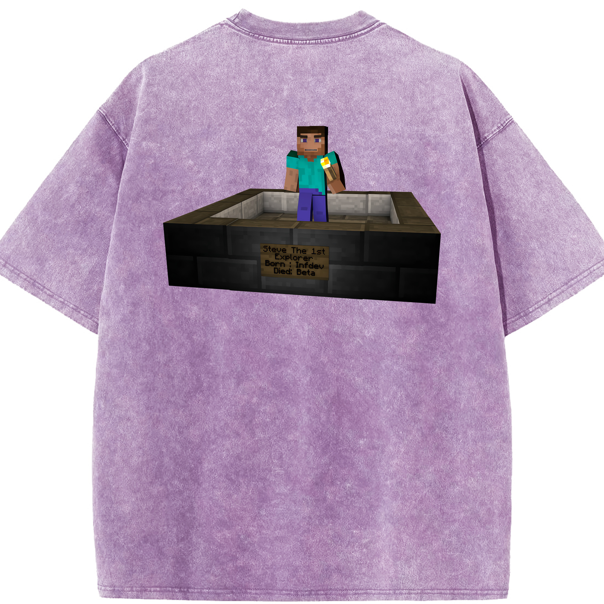 （画像用） マインクラフト ブロックの世界 Minecraft MC Block world 綿100% ヴィンテージ風 半袖Tシャツ（背面プリント）