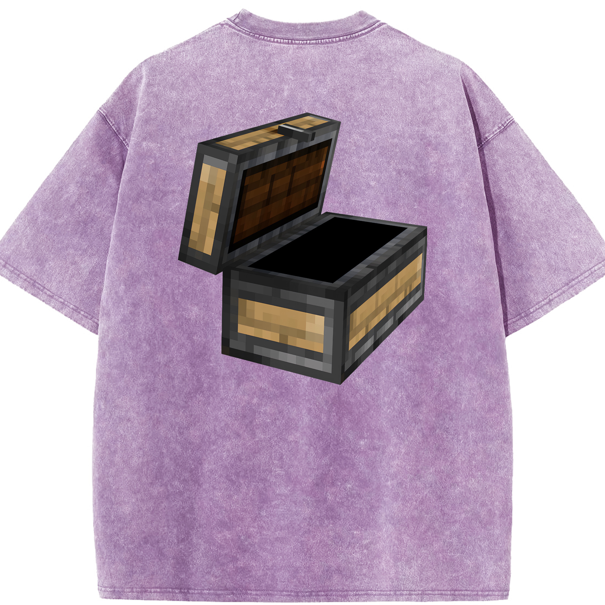 （画像用） マインクラフト ブロックの世界 Minecraft MC Block world 綿100% ヴィンテージ風 半袖Tシャツ（背面プリント）