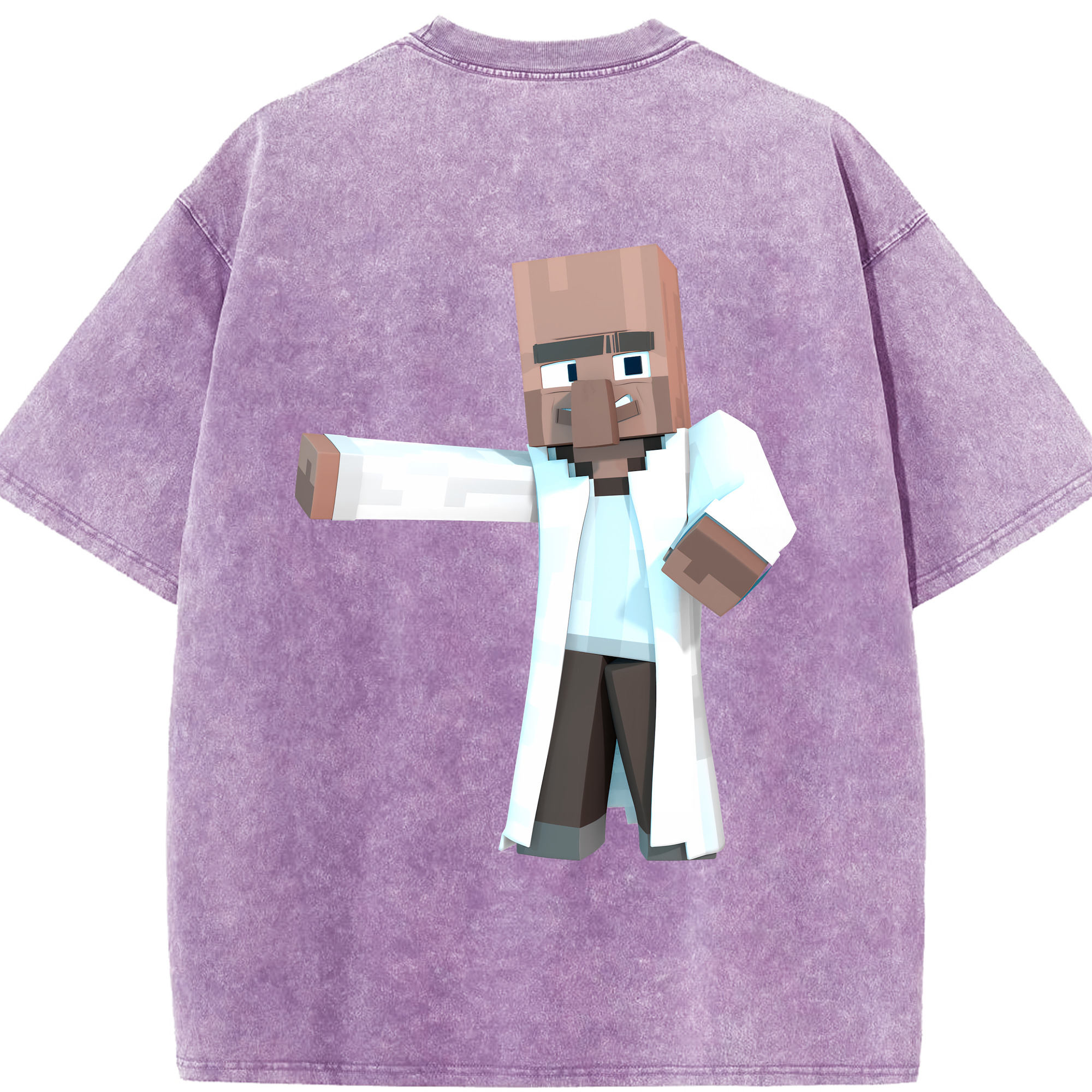 （画像用） マインクラフト ブロックの世界 Minecraft MC Block world 綿100% ヴィンテージ風 半袖Tシャツ（背面プリント）