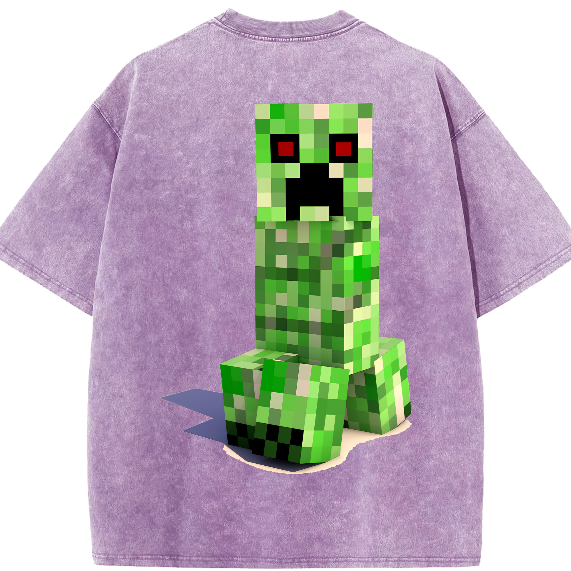 （画像用） マインクラフト ブロックの世界 Minecraft MC Block world 綿100% ヴィンテージ風 半袖Tシャツ（背面プリント）
