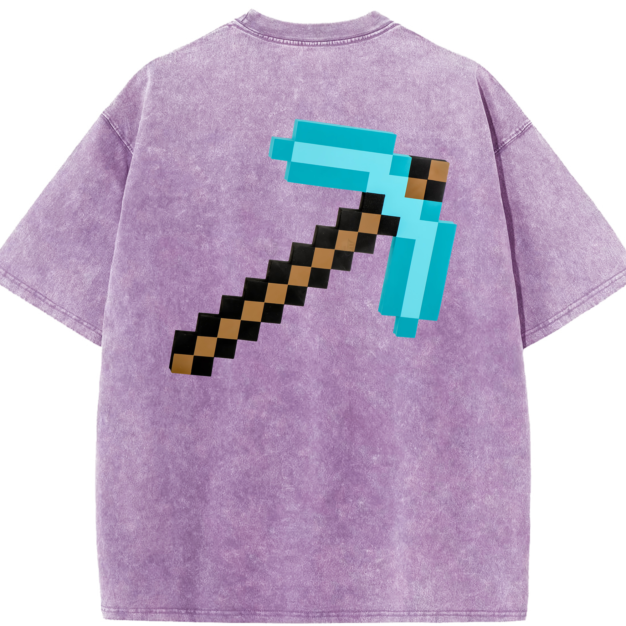 （画像用） マインクラフト ブロックの世界 Minecraft MC Block world 綿100% ヴィンテージ風 半袖Tシャツ（背面プリント）