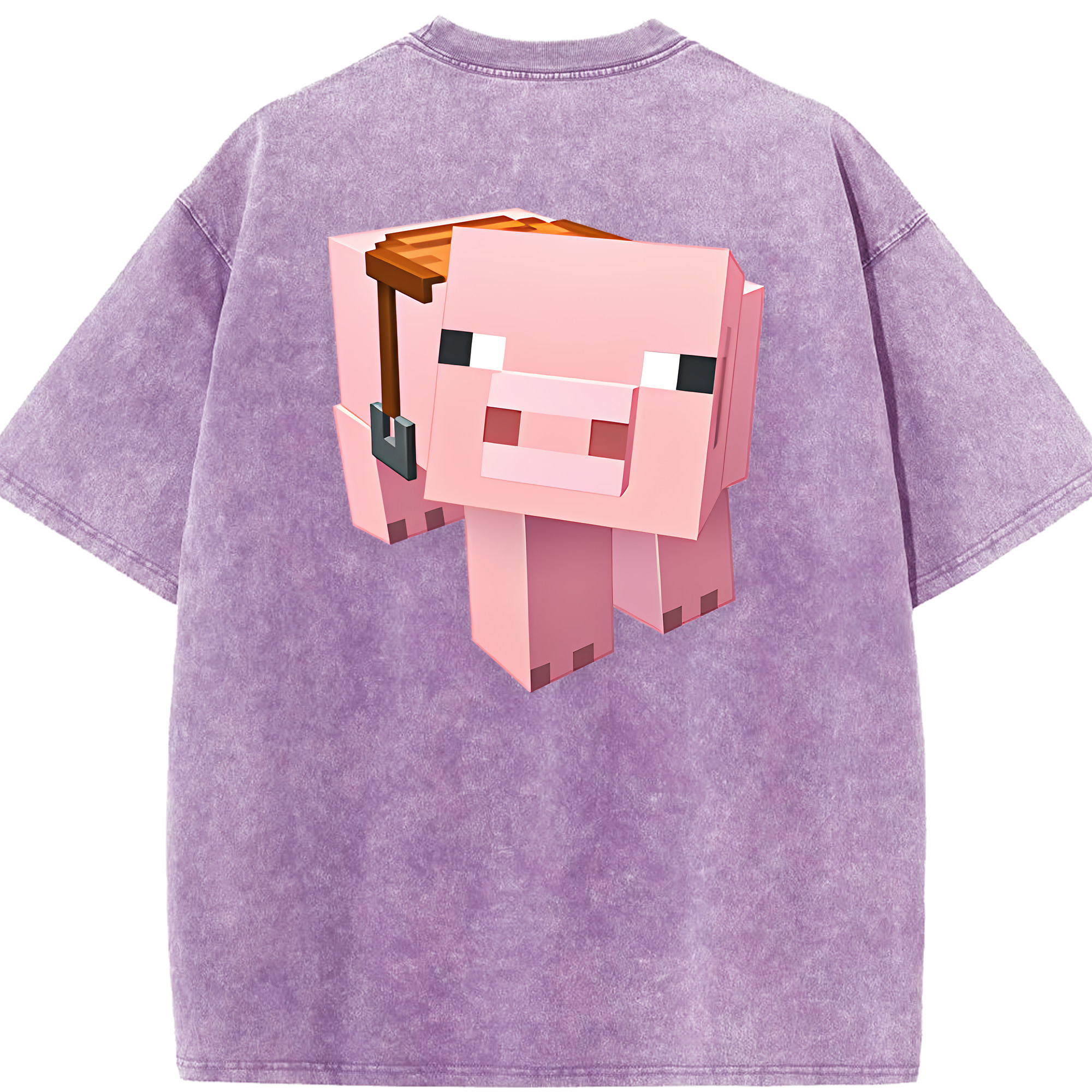 （画像用） マインクラフト ブロックの世界 Minecraft MC Block world 綿100% ヴィンテージ風 半袖Tシャツ（背面プリント）