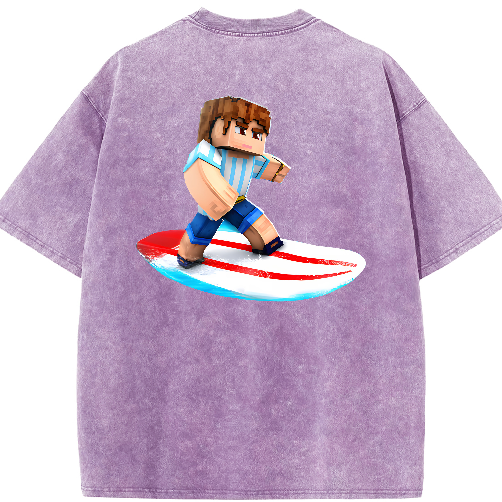 （画像用） マインクラフト ブロックの世界 Minecraft MC Block world 綿100% ヴィンテージ風 半袖Tシャツ（背面プリント）