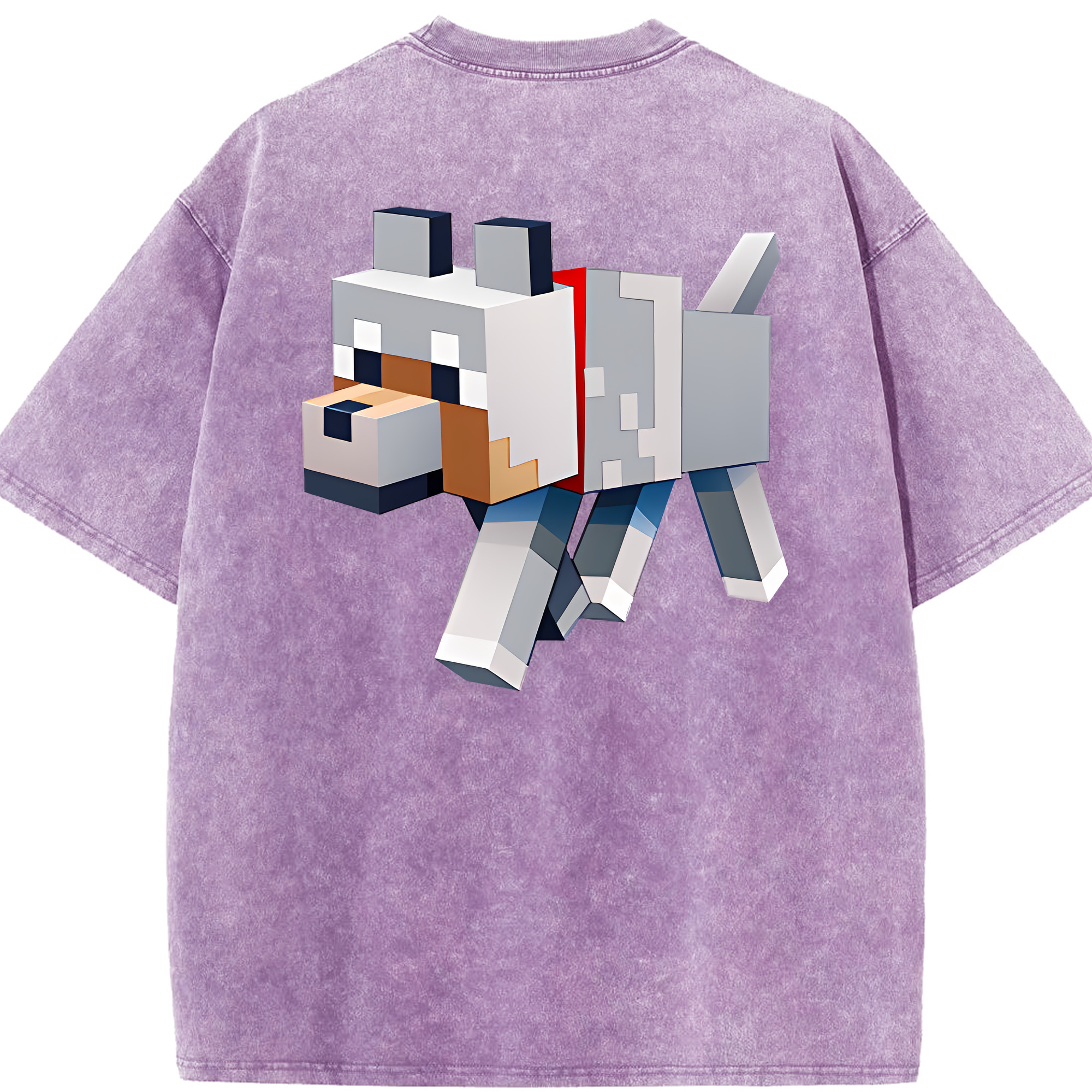 （画像用） マインクラフト ブロックの世界 Minecraft MC Block world 綿100% ヴィンテージ風 半袖Tシャツ（背面プリント）