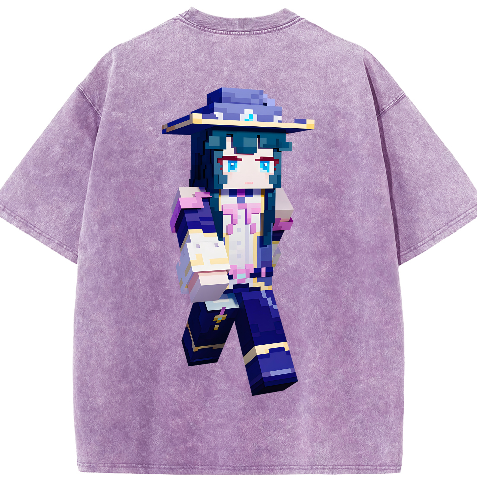 （画像用） マインクラフト ブロックの世界 Minecraft MC Block world 綿100% ヴィンテージ風 半袖Tシャツ（背面プリント）