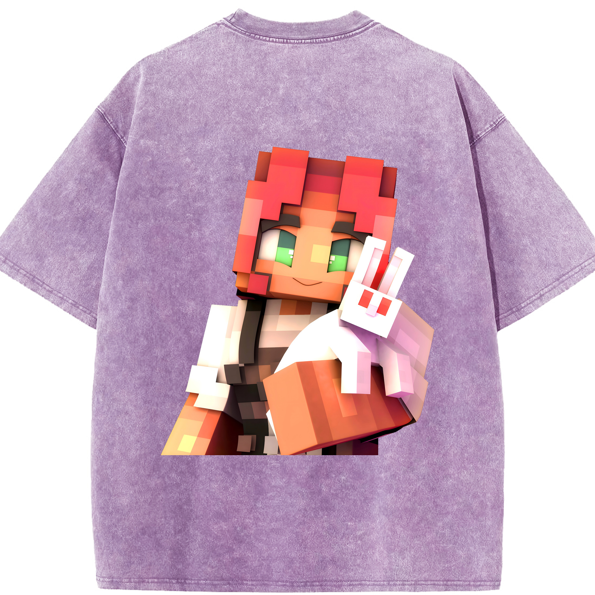 （画像用） マインクラフト ブロックの世界 Minecraft MC Block world 綿100% ヴィンテージ風 半袖Tシャツ（背面プリント）