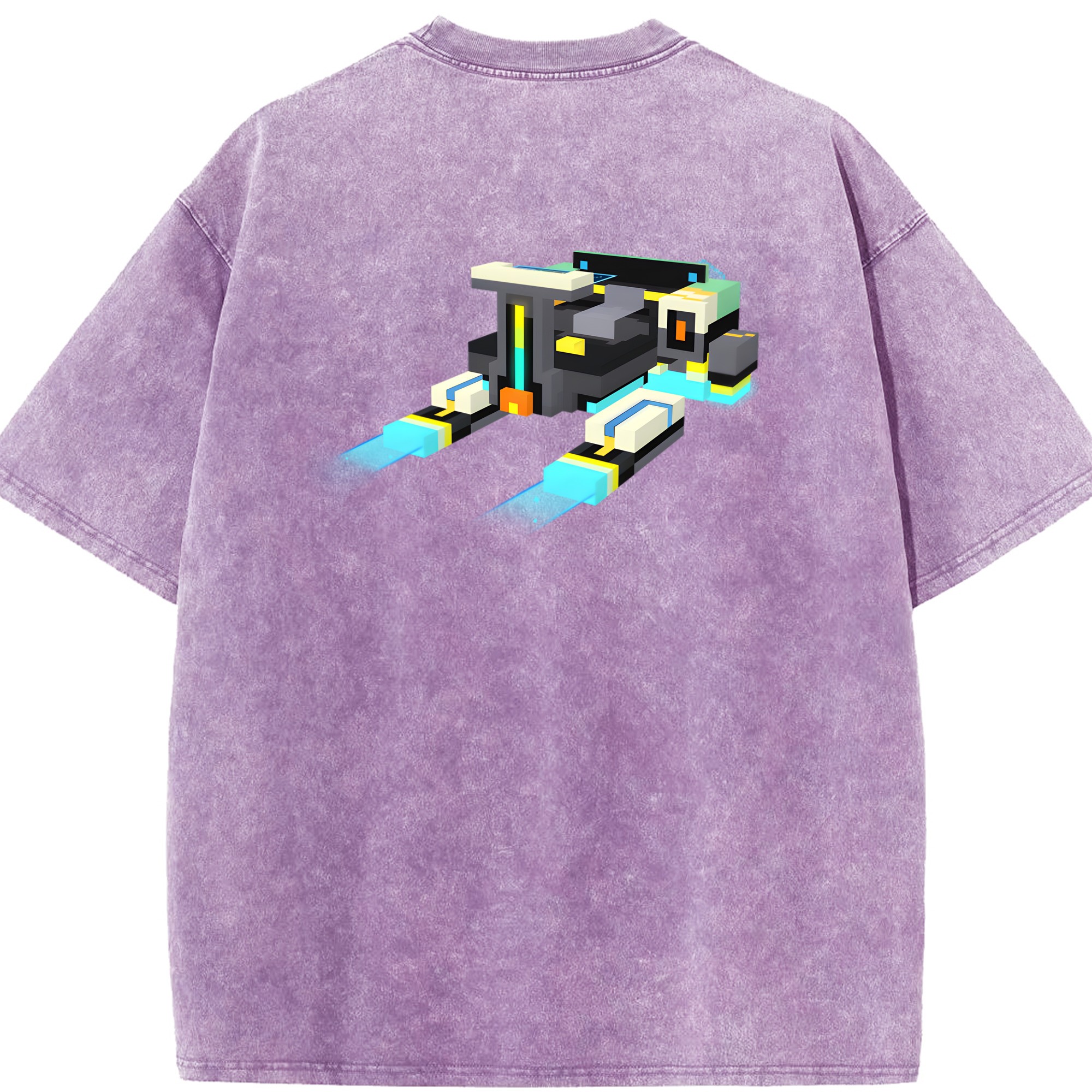 （画像用） マインクラフト ブロックの世界 Minecraft MC Block world 綿100% ヴィンテージ風 半袖Tシャツ（背面プリント）