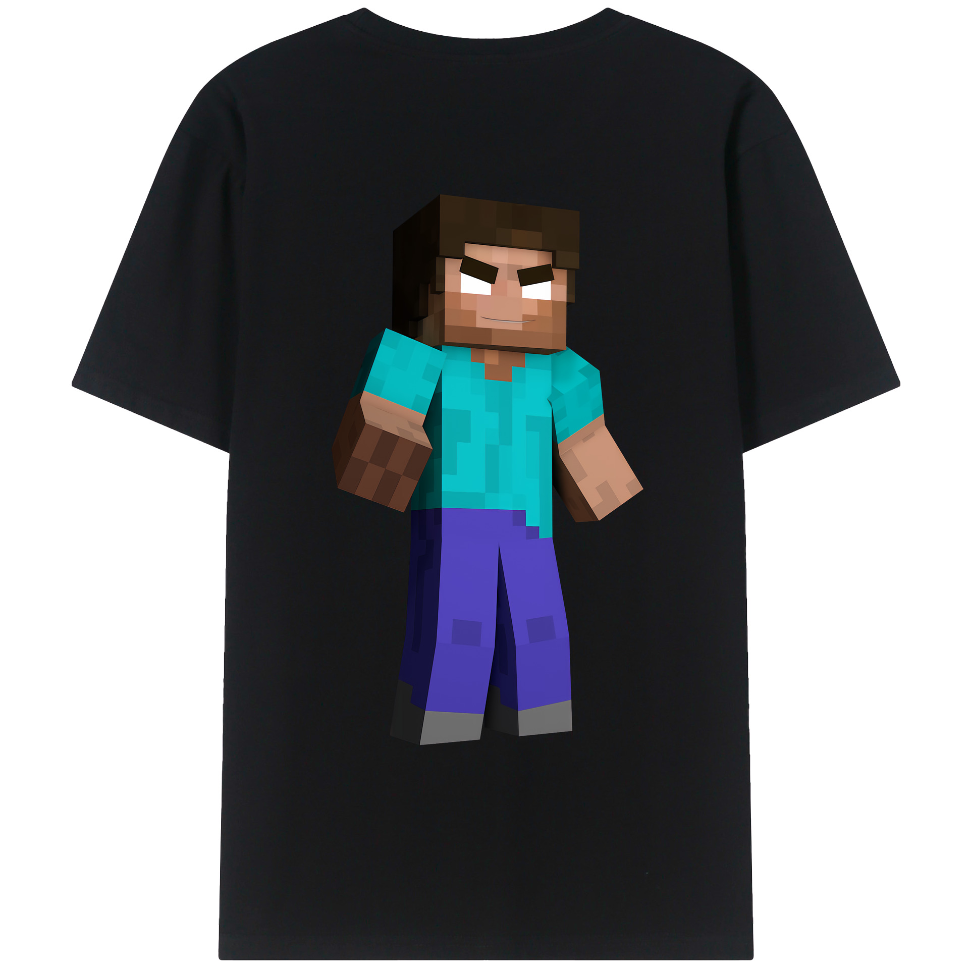 （画像用） マインクラフト ブロックの世界 Minecraft MC Block world 綿100％ メンズ半袖Tシャツ（バックプリント） 通気性
