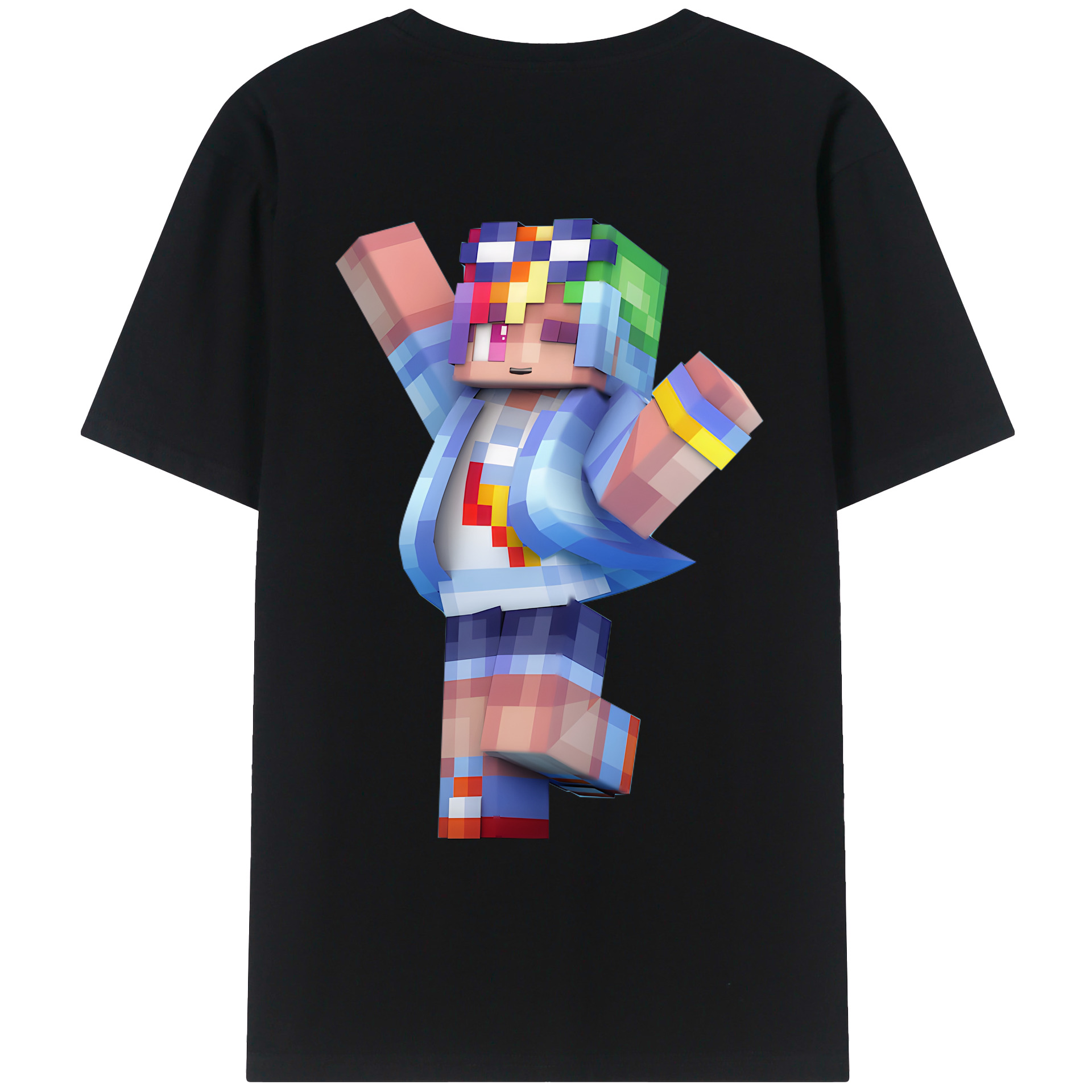 （画像用） マインクラフト ブロックの世界 Minecraft MC Block world 綿100％ メンズ半袖Tシャツ（バックプリント） 通気性