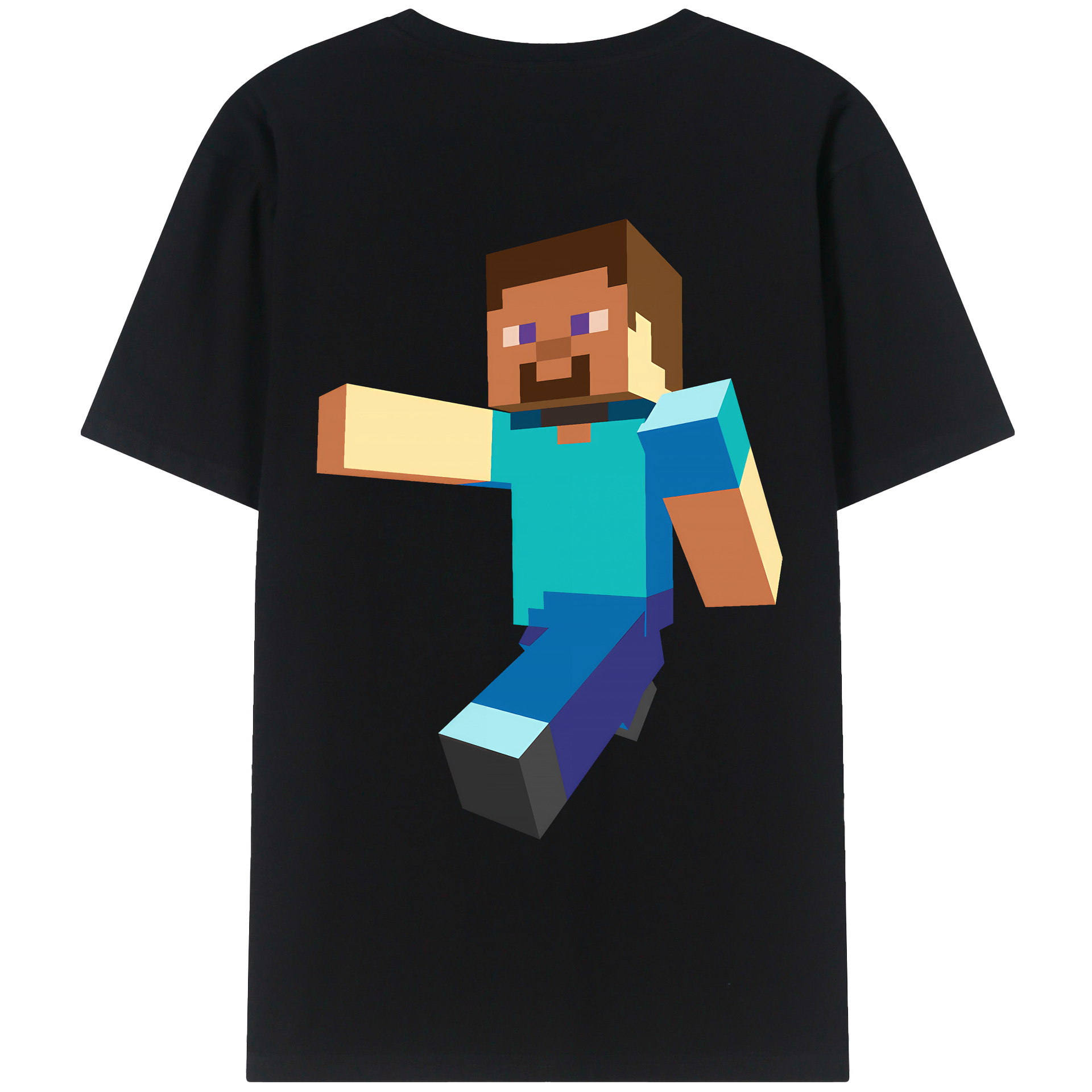 （画像用） マインクラフト ブロックの世界 Minecraft MC Block world 綿100％ メンズ半袖Tシャツ（バックプリント） 通気性
