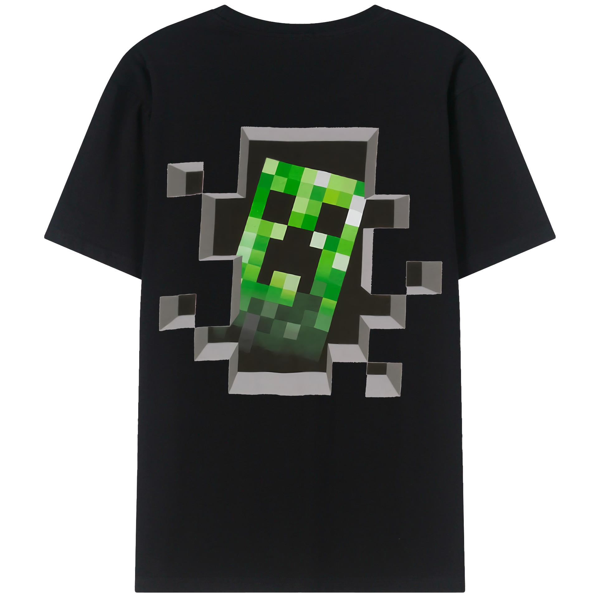 （画像用） マインクラフト ブロックの世界 Minecraft MC Block world 綿100％ メンズ半袖Tシャツ（バックプリント） 通気性