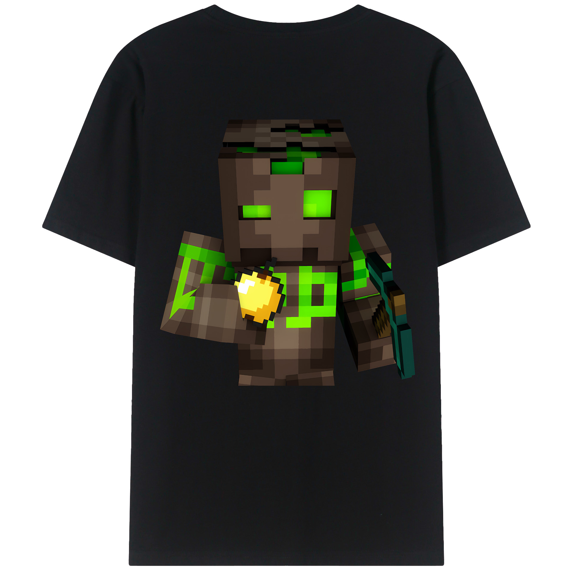 （画像用） マインクラフト ブロックの世界 Minecraft MC Block world 綿100％ メンズ半袖Tシャツ（バックプリント） 通気性