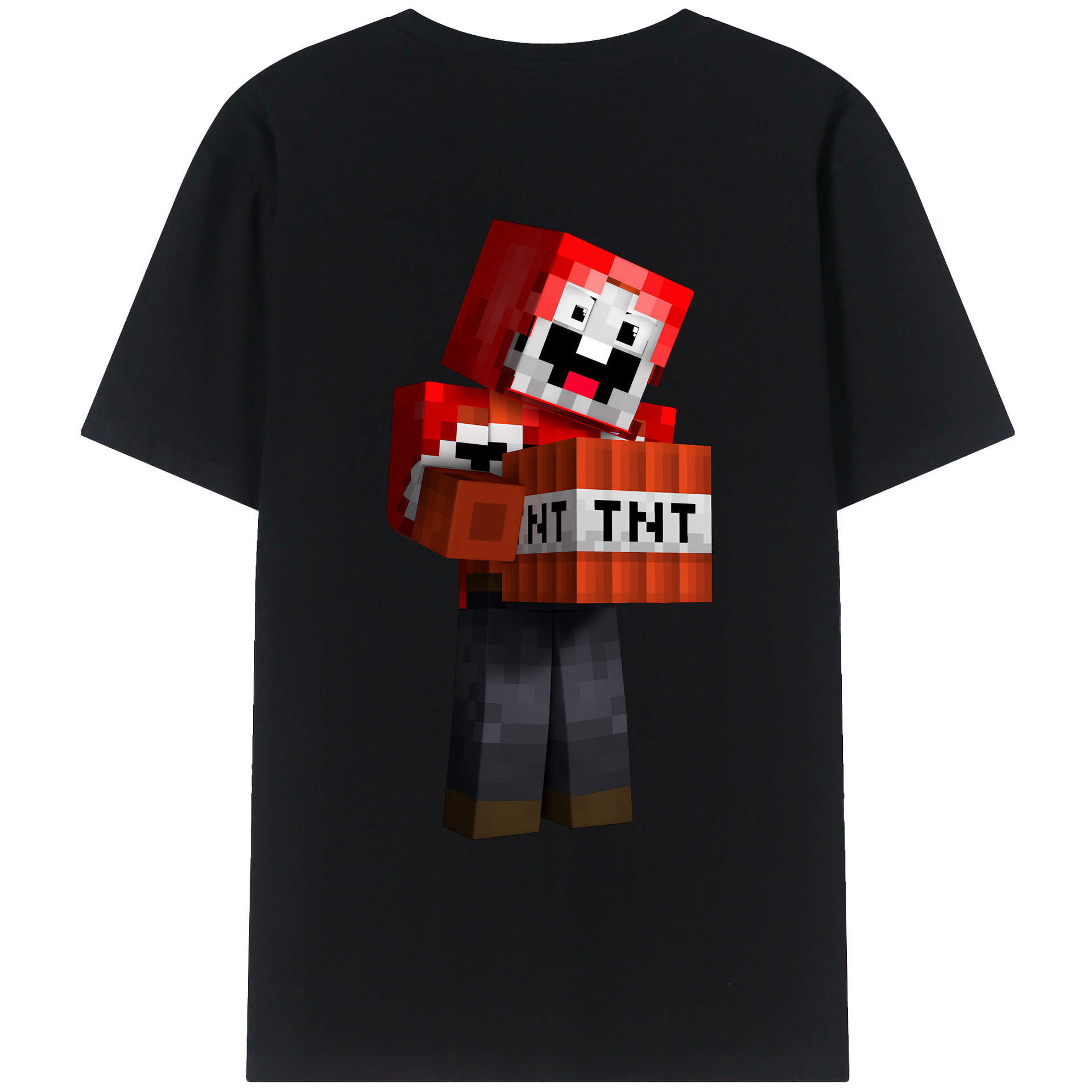 （画像用） マインクラフト ブロックの世界 Minecraft MC Block world 綿100％ メンズ半袖Tシャツ（バックプリント） 通気性