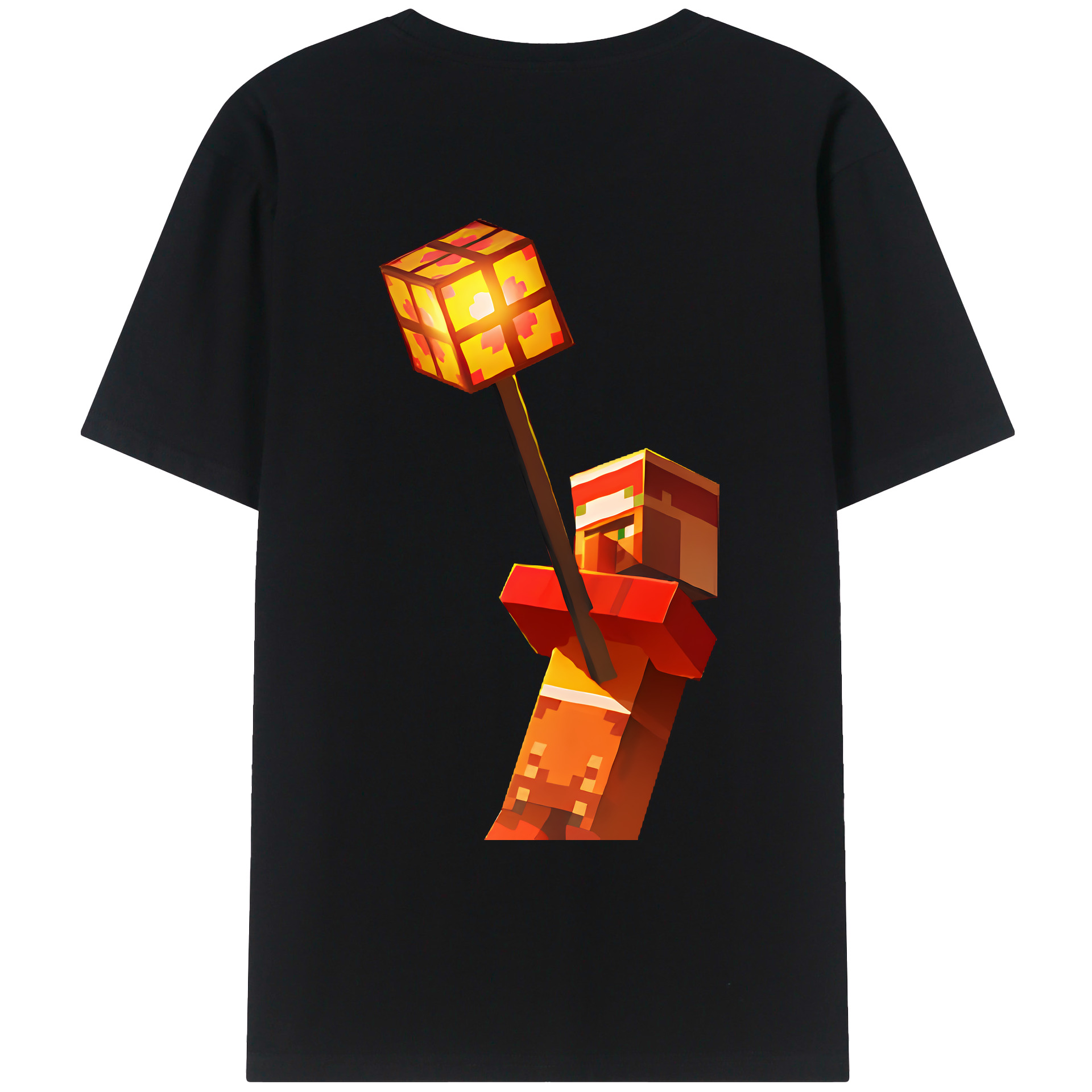 （画像用） マインクラフト ブロックの世界 Minecraft MC Block world 綿100％ メンズ半袖Tシャツ（バックプリント） 通気性