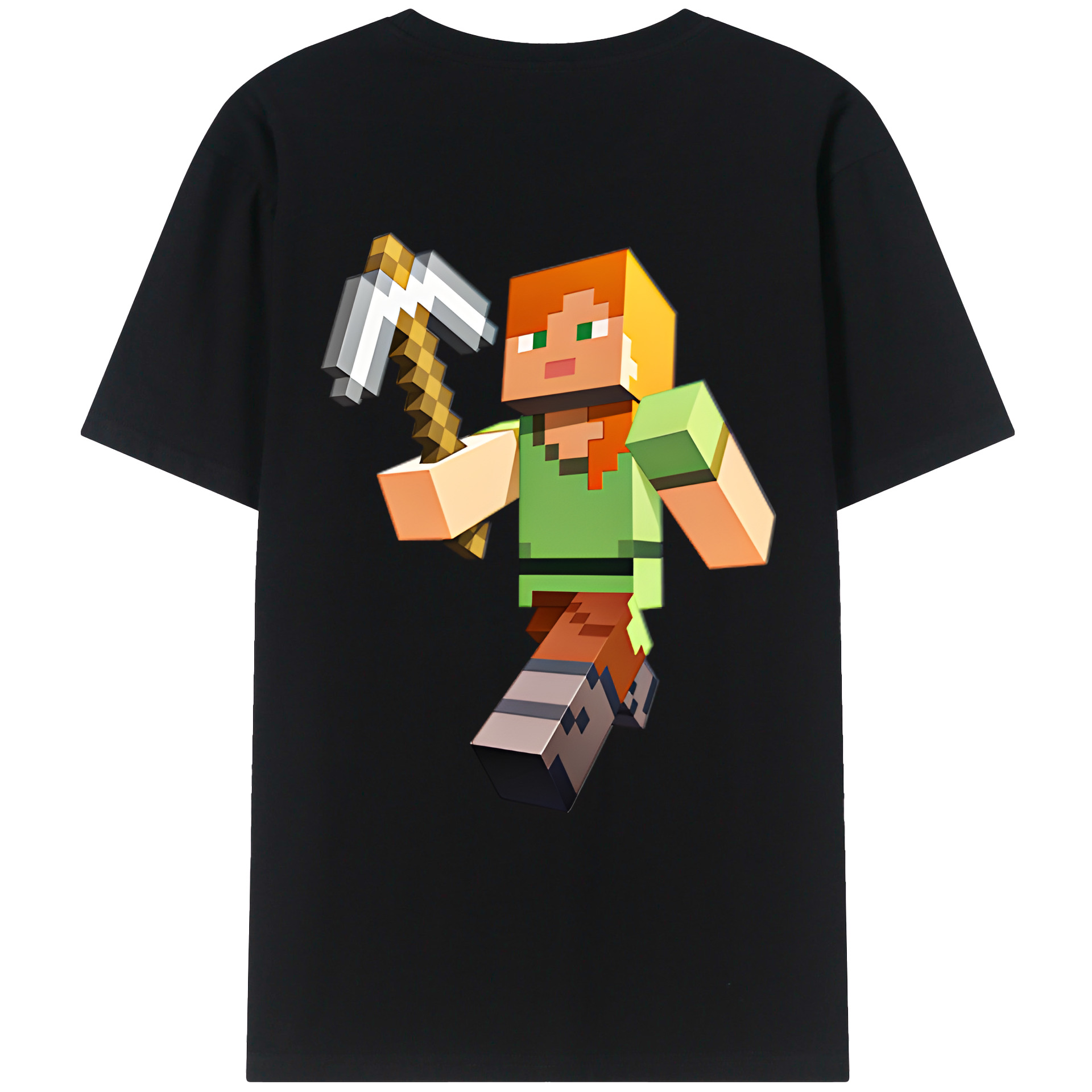 （画像用） マインクラフト ブロックの世界 Minecraft MC Block world 綿100％ メンズ半袖Tシャツ（バックプリント） 通気性