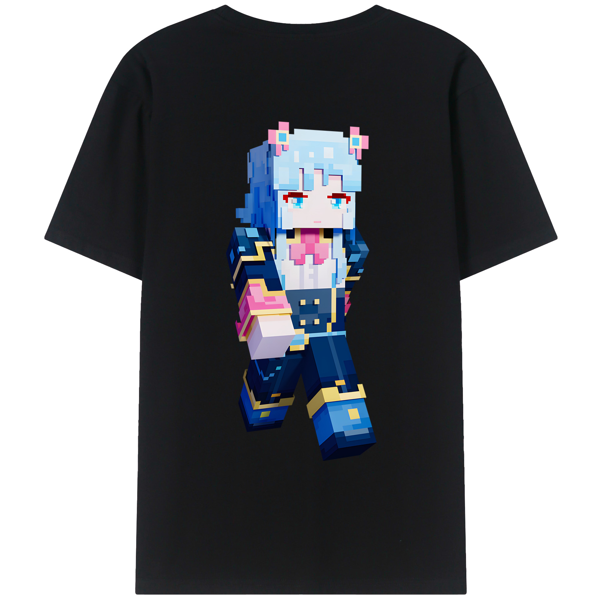（画像用） マインクラフト ブロックの世界 Minecraft MC Block world 綿100％ メンズ半袖Tシャツ（バックプリント） 通気性