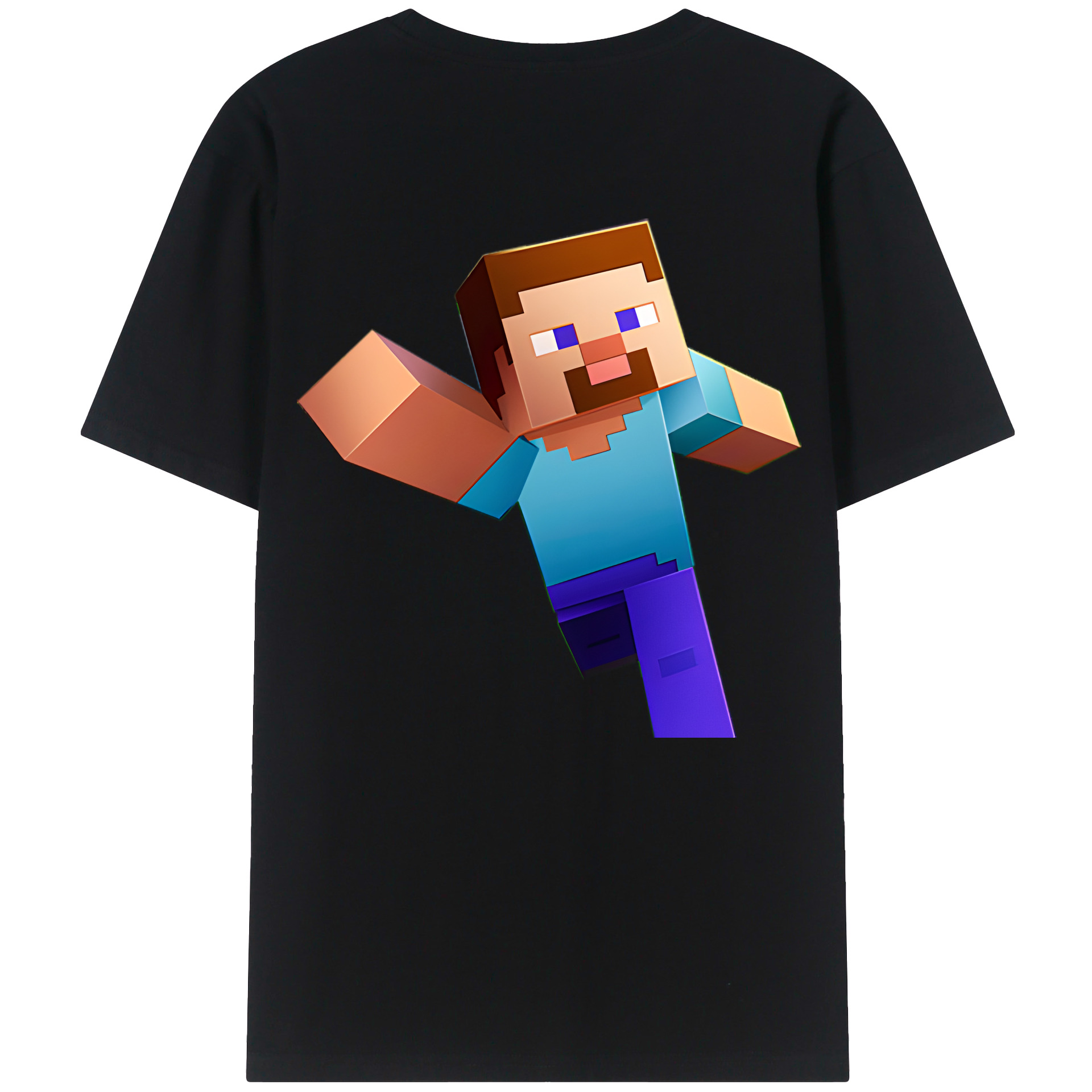 （画像用） マインクラフト ブロックの世界 Minecraft MC Block world 綿100％ メンズ半袖Tシャツ（バックプリント） 通気性