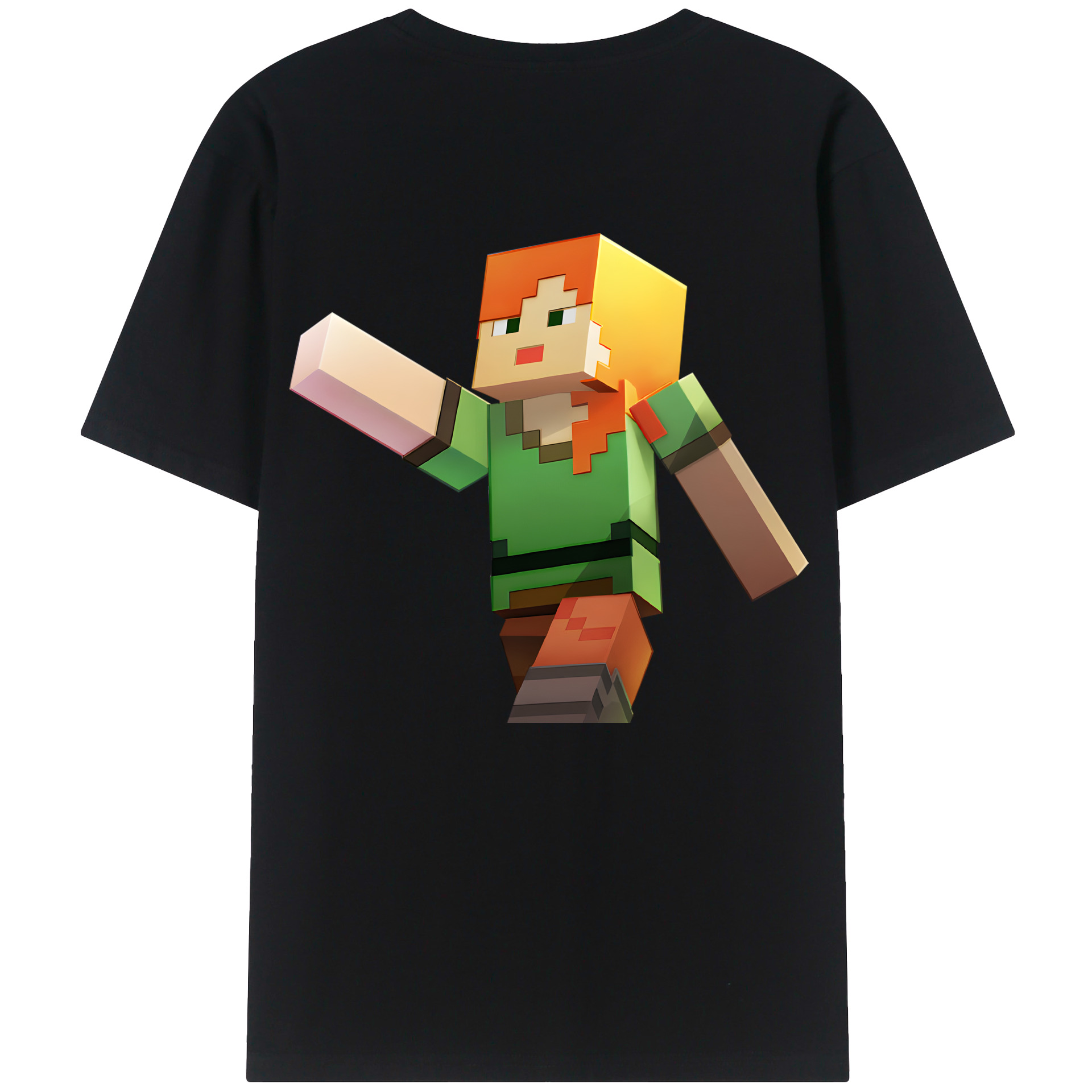 （画像用） マインクラフト ブロックの世界 Minecraft MC Block world 綿100％ メンズ半袖Tシャツ（バックプリント） 通気性