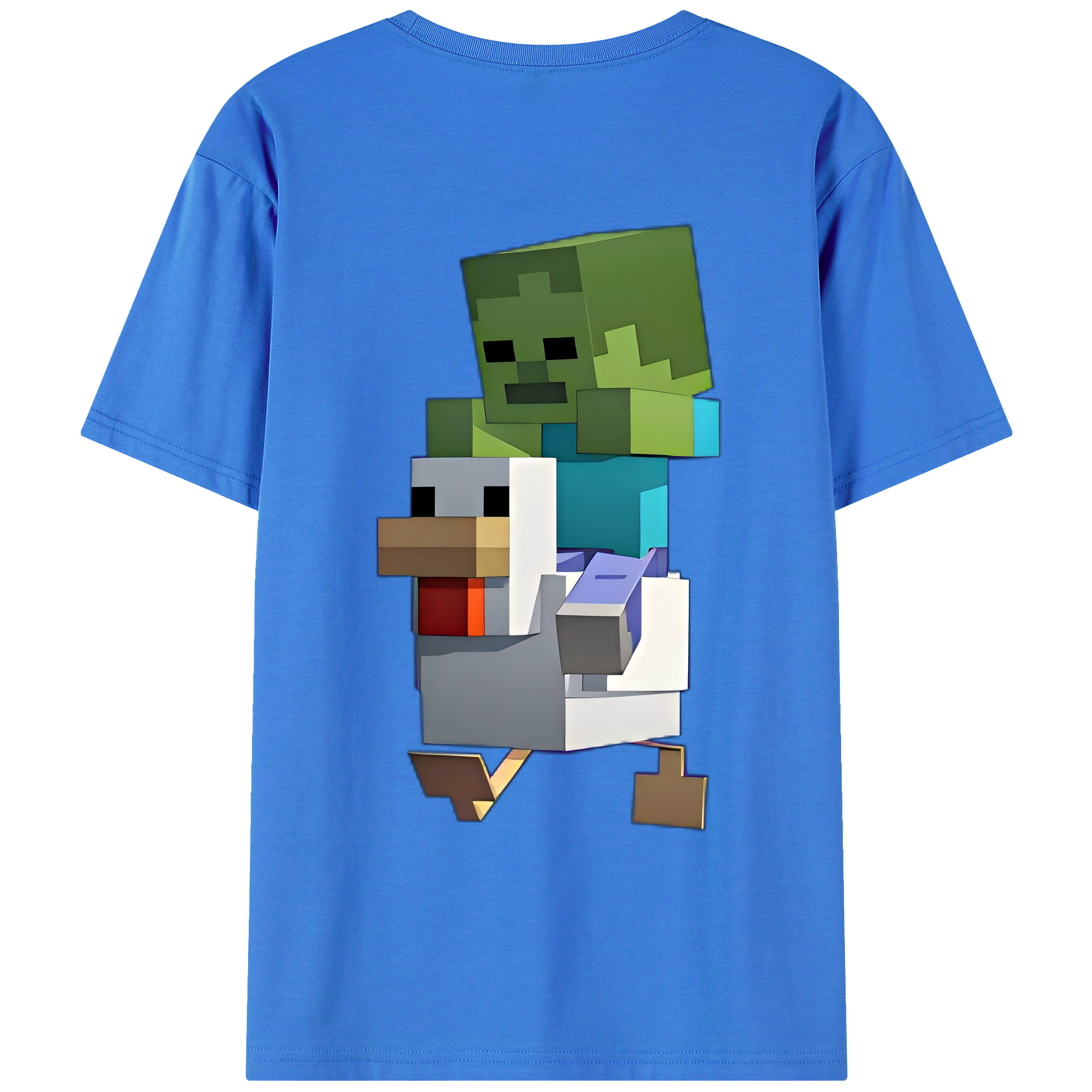 （画像用） マインクラフト ブロックの世界 Minecraft MC Block world 綿100％ メンズ半袖Tシャツ（バックプリント） 通気性