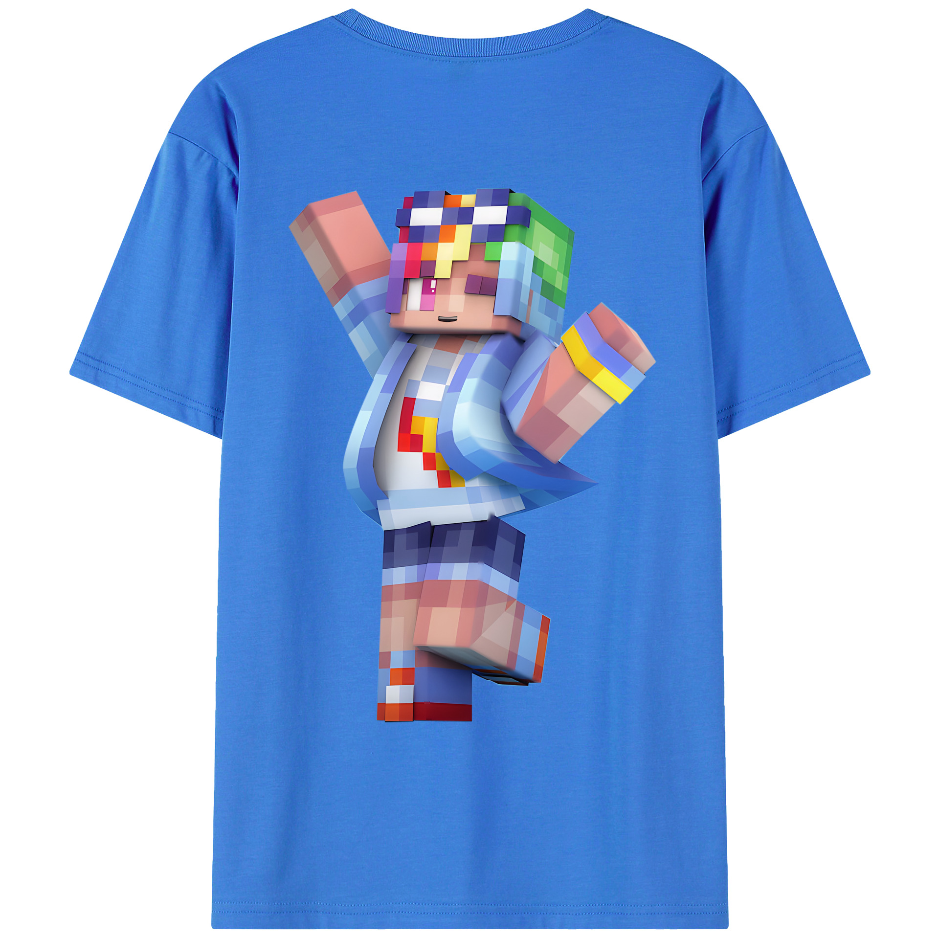（画像用） マインクラフト ブロックの世界 Minecraft MC Block world 綿100％ メンズ半袖Tシャツ（バックプリント） 通気性