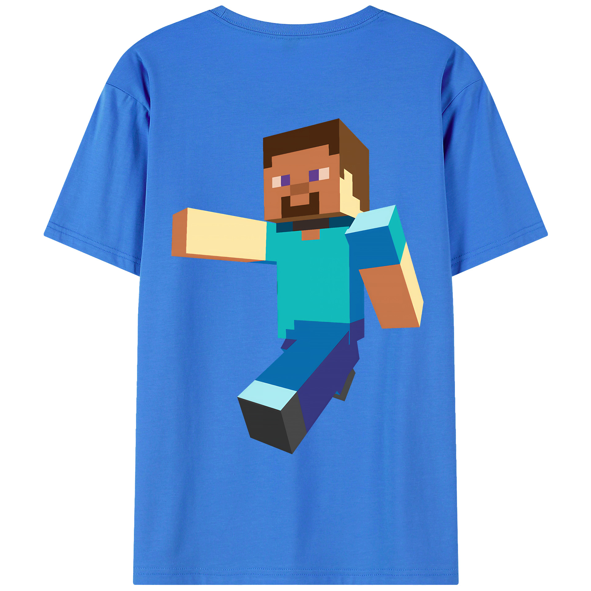 （画像用） マインクラフト ブロックの世界 Minecraft MC Block world 綿100％ メンズ半袖Tシャツ（バックプリント） 通気性