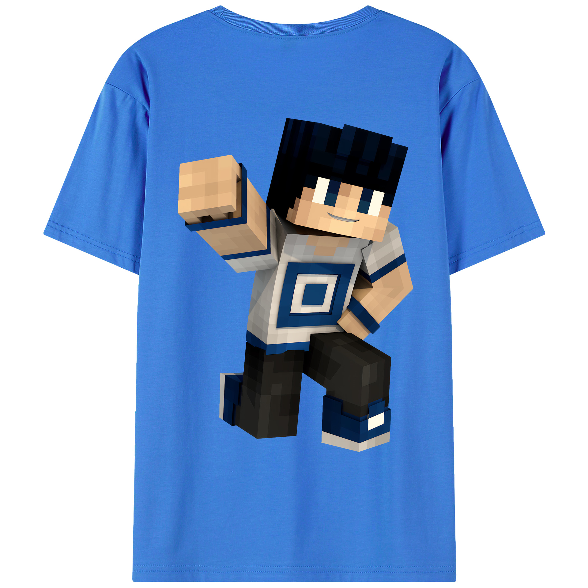 （画像用） マインクラフト ブロックの世界 Minecraft MC Block world 綿100％ メンズ半袖Tシャツ（バックプリント） 通気性