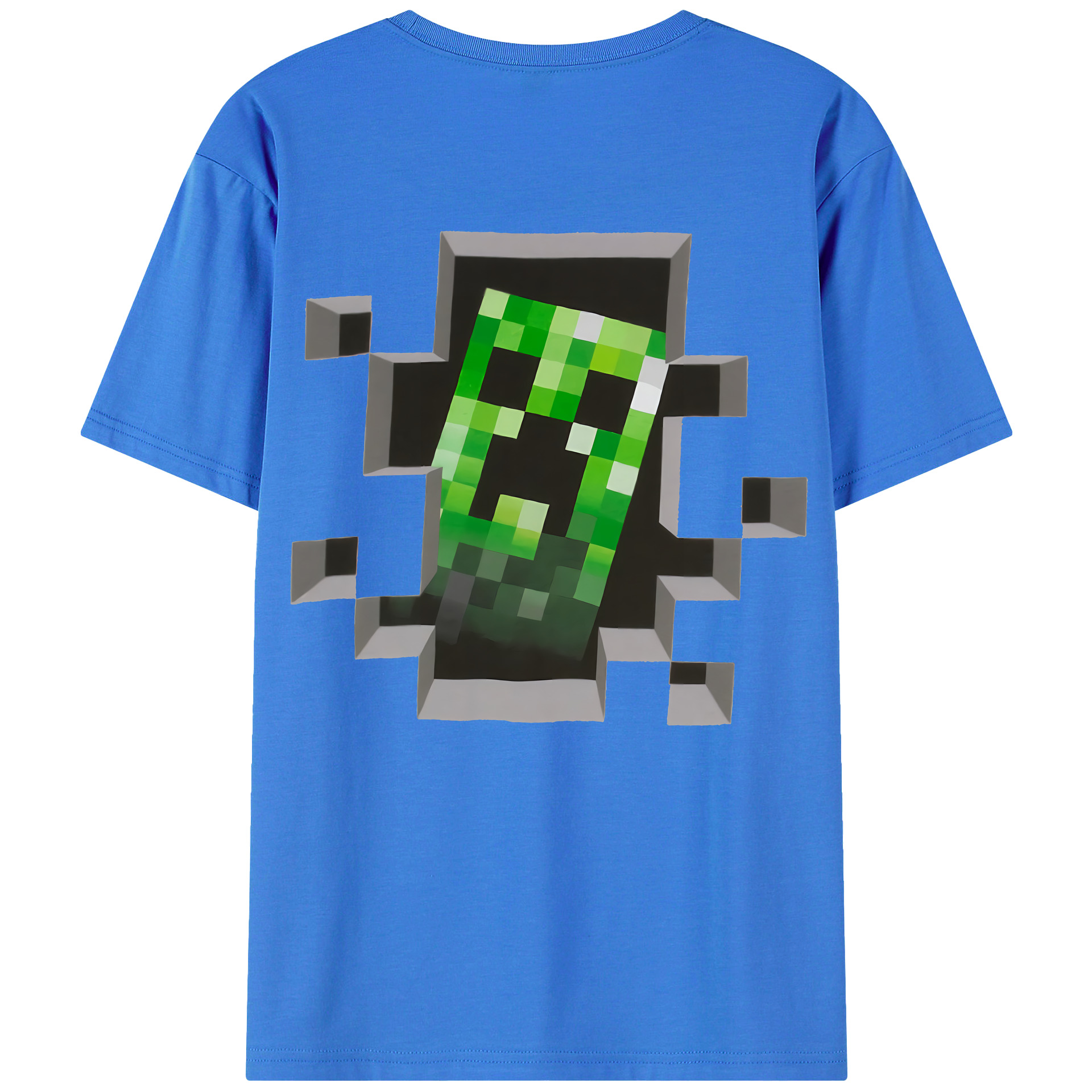 （画像用） マインクラフト ブロックの世界 Minecraft MC Block world 綿100％ メンズ半袖Tシャツ（バックプリント） 通気性