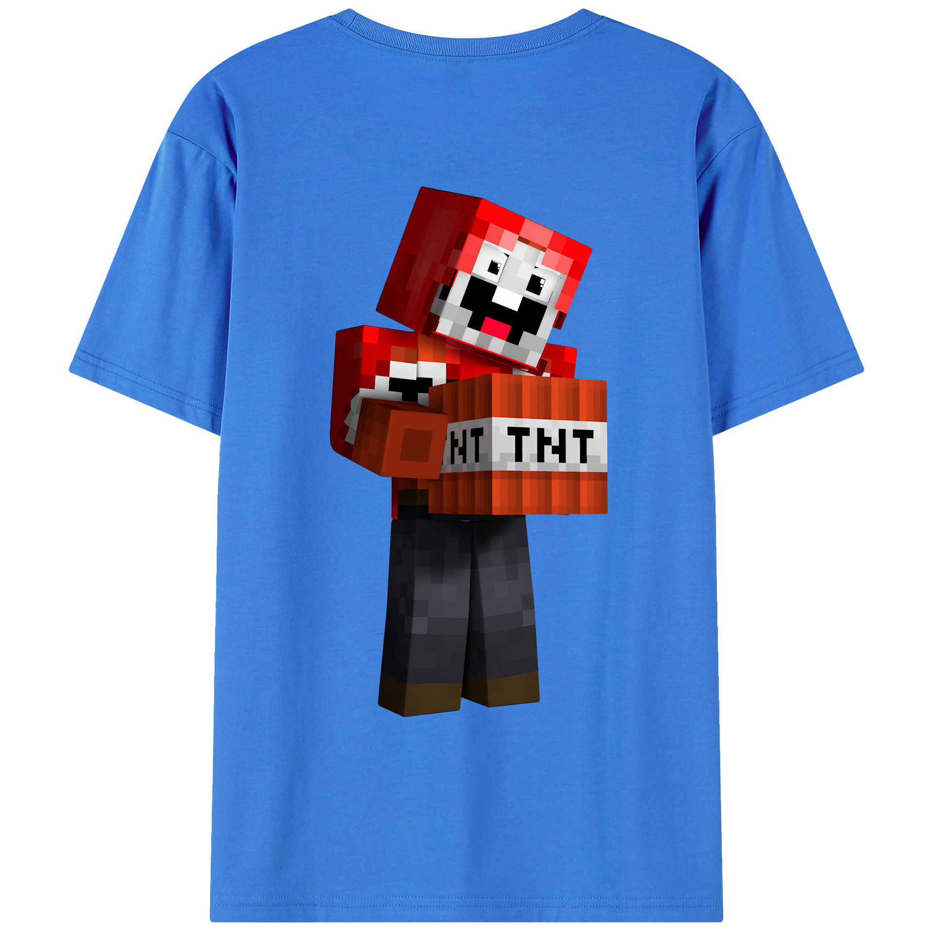（画像用） マインクラフト ブロックの世界 Minecraft MC Block world 綿100％ メンズ半袖Tシャツ（バックプリント） 通気性