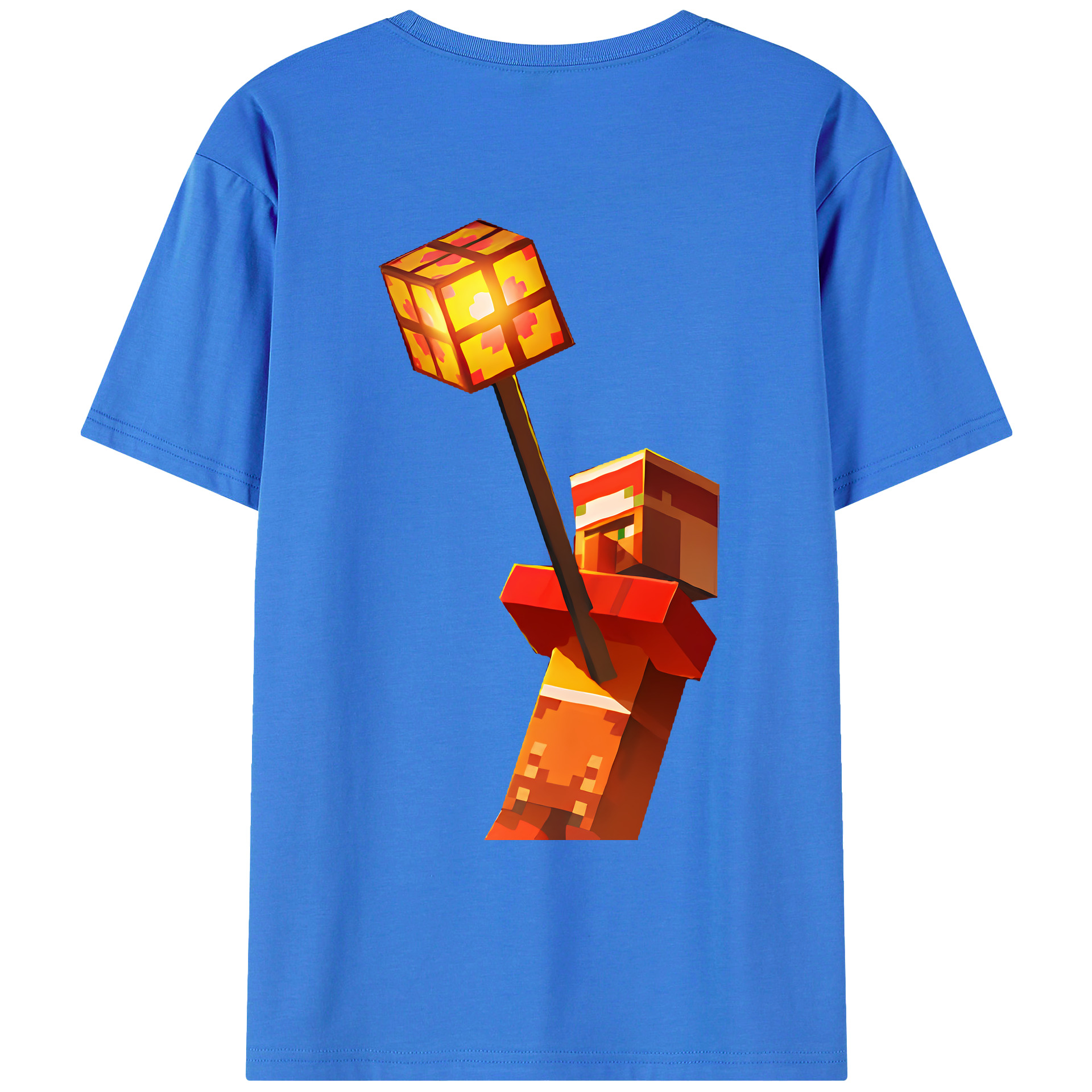 （画像用） マインクラフト ブロックの世界 Minecraft MC Block world 綿100％ メンズ半袖Tシャツ（バックプリント） 通気性