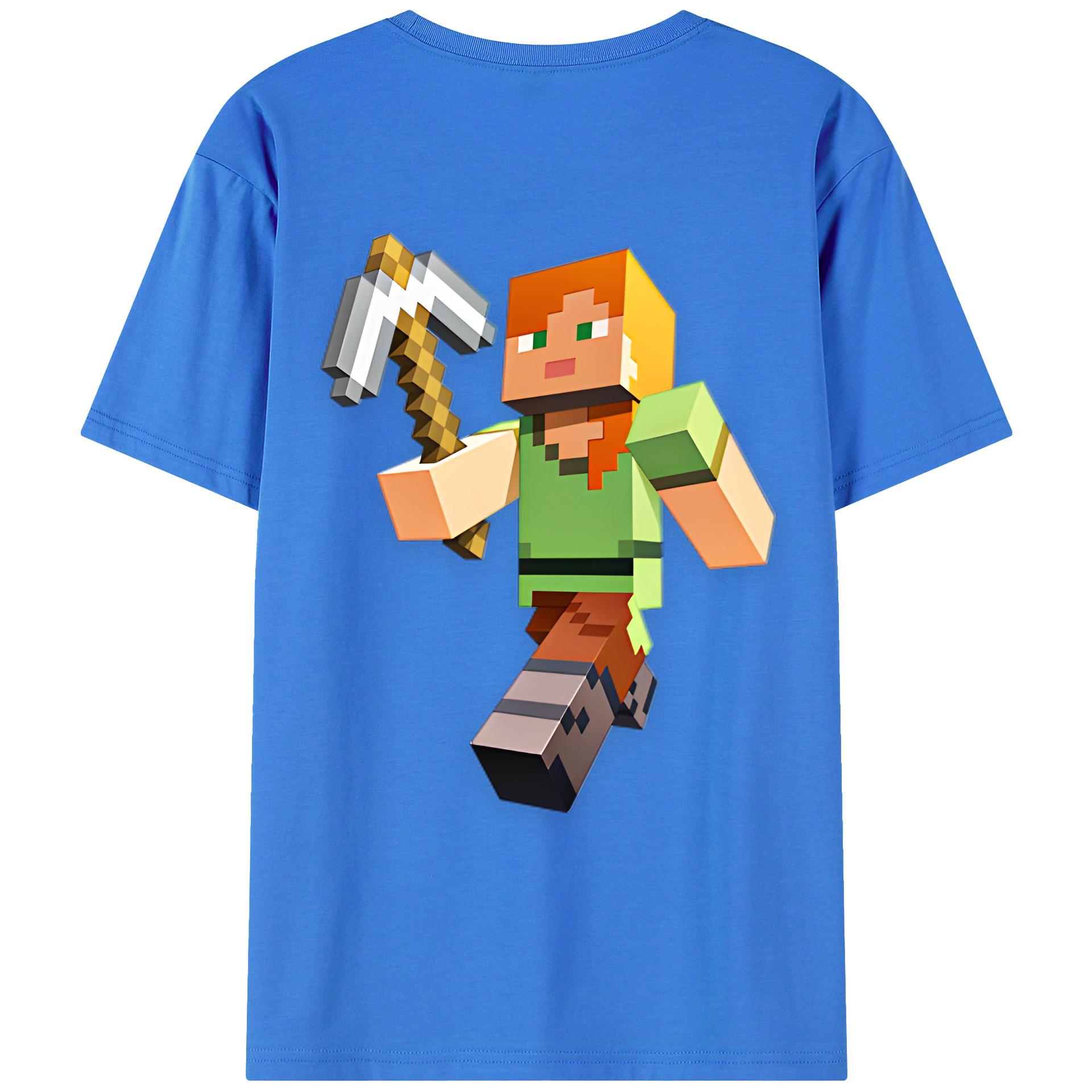 （画像用） マインクラフト ブロックの世界 Minecraft MC Block world 綿100％ メンズ半袖Tシャツ（バックプリント） 通気性