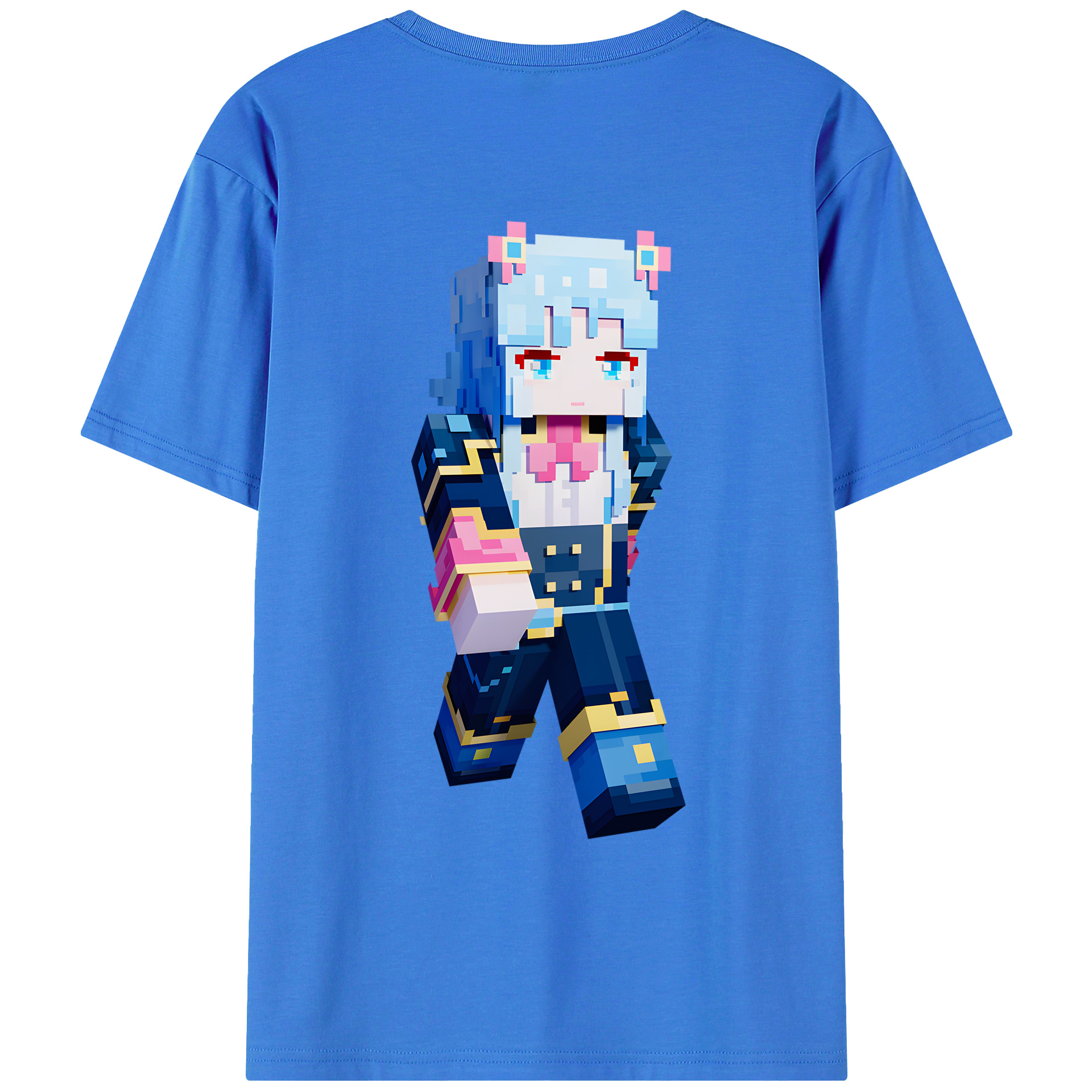 （画像用） マインクラフト ブロックの世界 Minecraft MC Block world 綿100％ メンズ半袖Tシャツ（バックプリント） 通気性