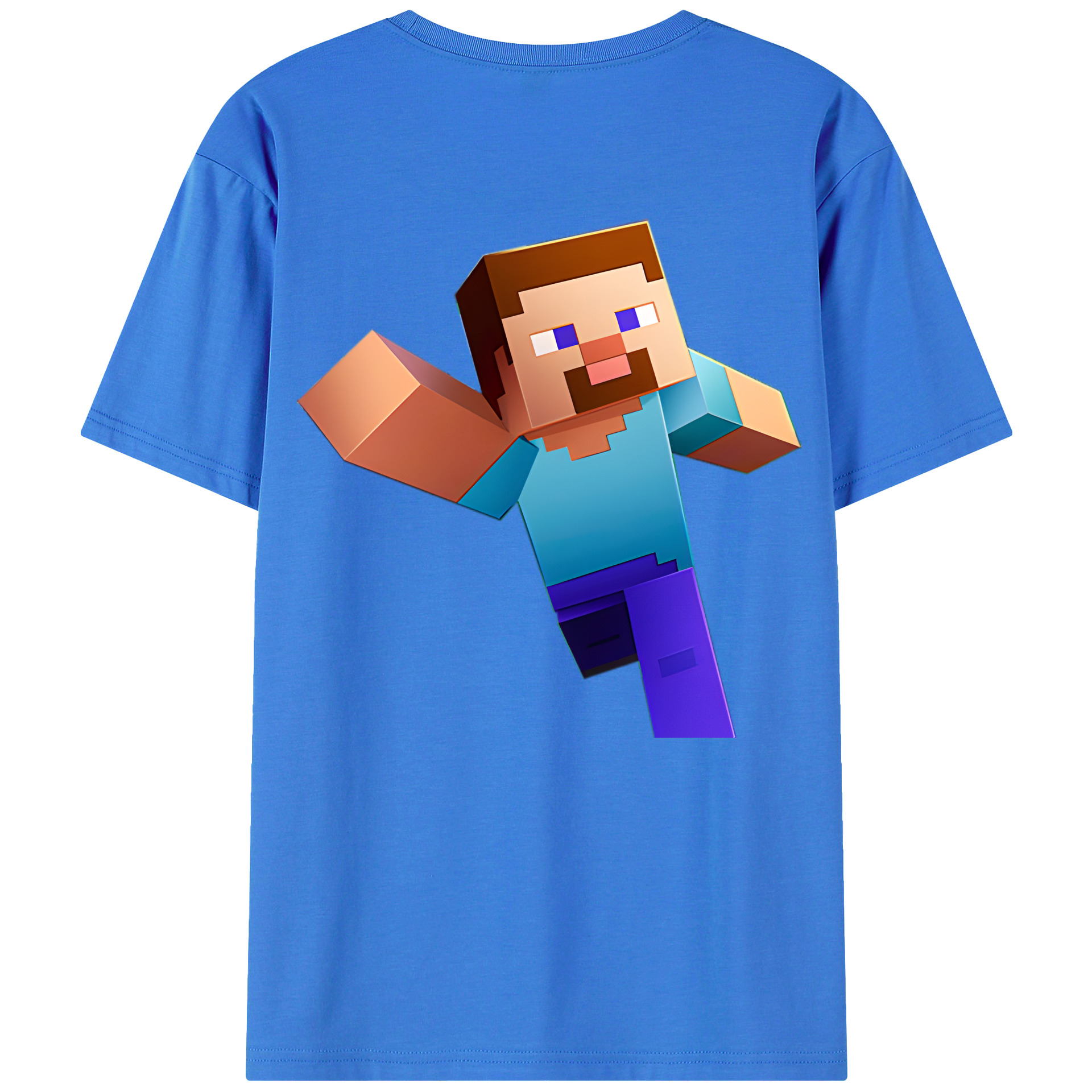 （画像用） マインクラフト ブロックの世界 Minecraft MC Block world 綿100％ メンズ半袖Tシャツ（バックプリント） 通気性