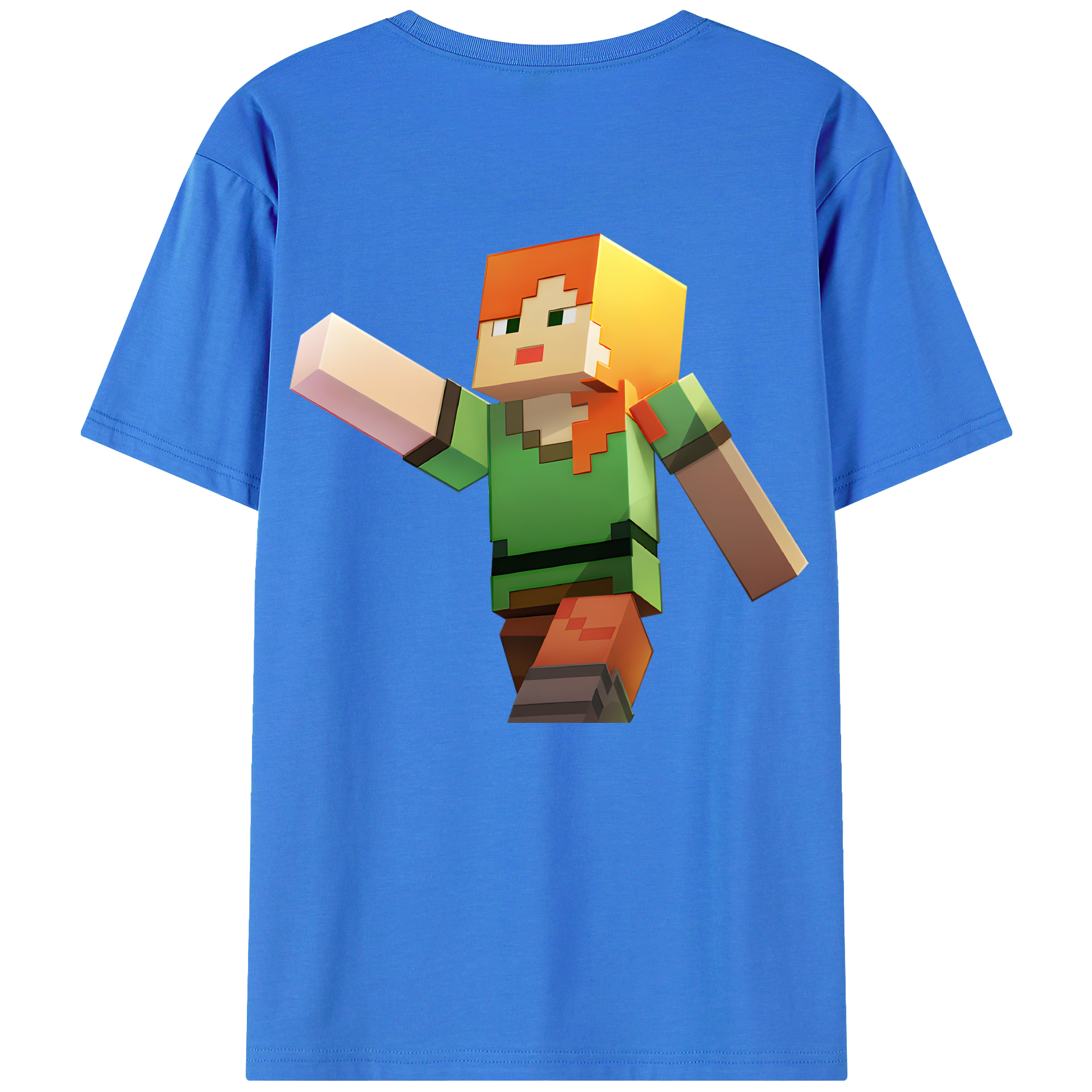 （画像用） マインクラフト ブロックの世界 Minecraft MC Block world 綿100％ メンズ半袖Tシャツ（バックプリント） 通気性