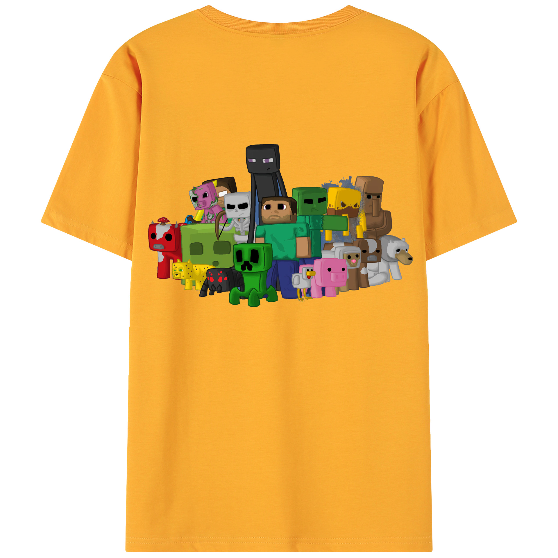 （画像用） マインクラフト ブロックの世界 Minecraft MC Block world 綿100％ メンズ半袖Tシャツ（バックプリント） 通気性