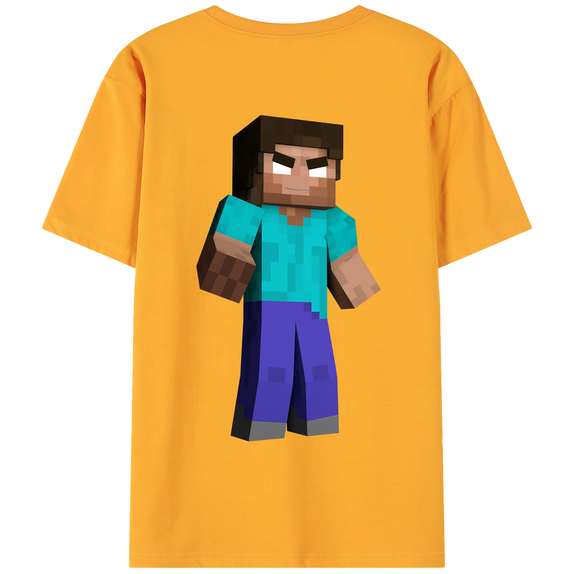 （画像用） マインクラフト ブロックの世界 Minecraft MC Block world 綿100％ メンズ半袖Tシャツ（バックプリント） 通気性