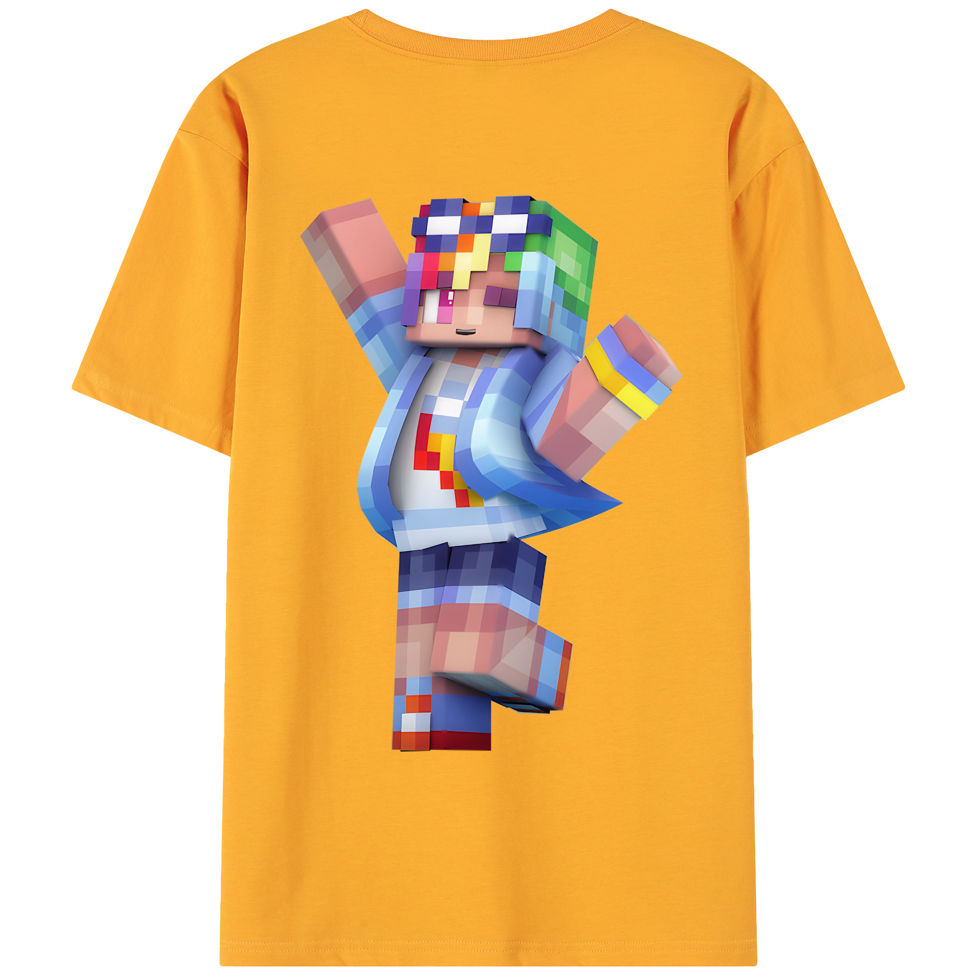 （画像用） マインクラフト ブロックの世界 Minecraft MC Block world 綿100％ メンズ半袖Tシャツ（バックプリント） 通気性