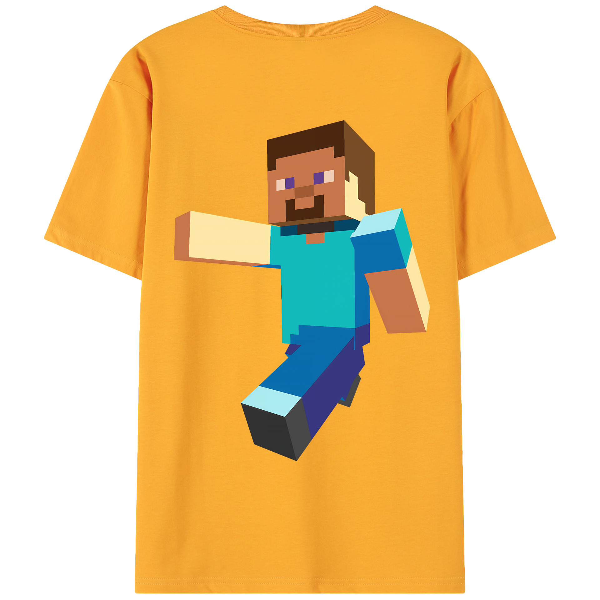 （画像用） マインクラフト ブロックの世界 Minecraft MC Block world 綿100％ メンズ半袖Tシャツ（バックプリント） 通気性