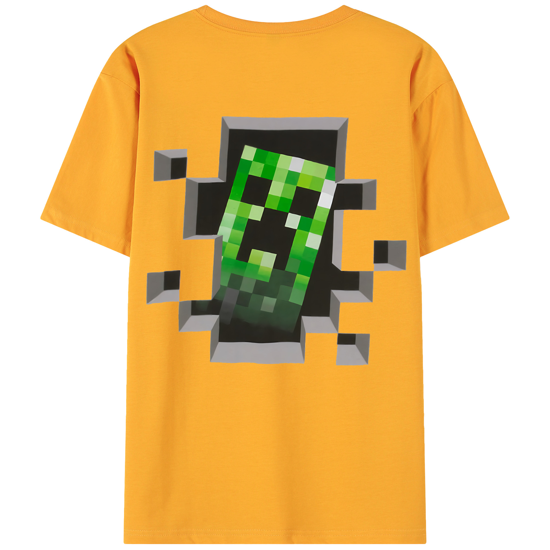 （画像用） マインクラフト ブロックの世界 Minecraft MC Block world 綿100％ メンズ半袖Tシャツ（バックプリント） 通気性