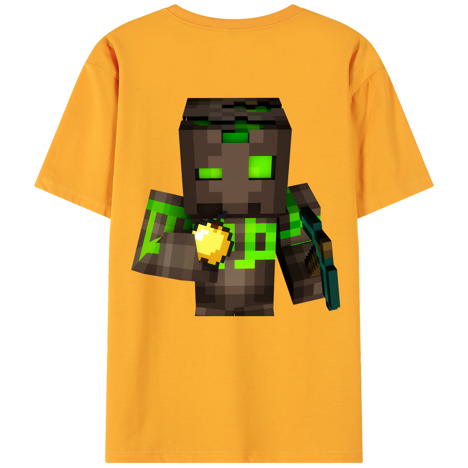 （画像用） マインクラフト ブロックの世界 Minecraft MC Block world 綿100％ メンズ半袖Tシャツ（バックプリント） 通気性