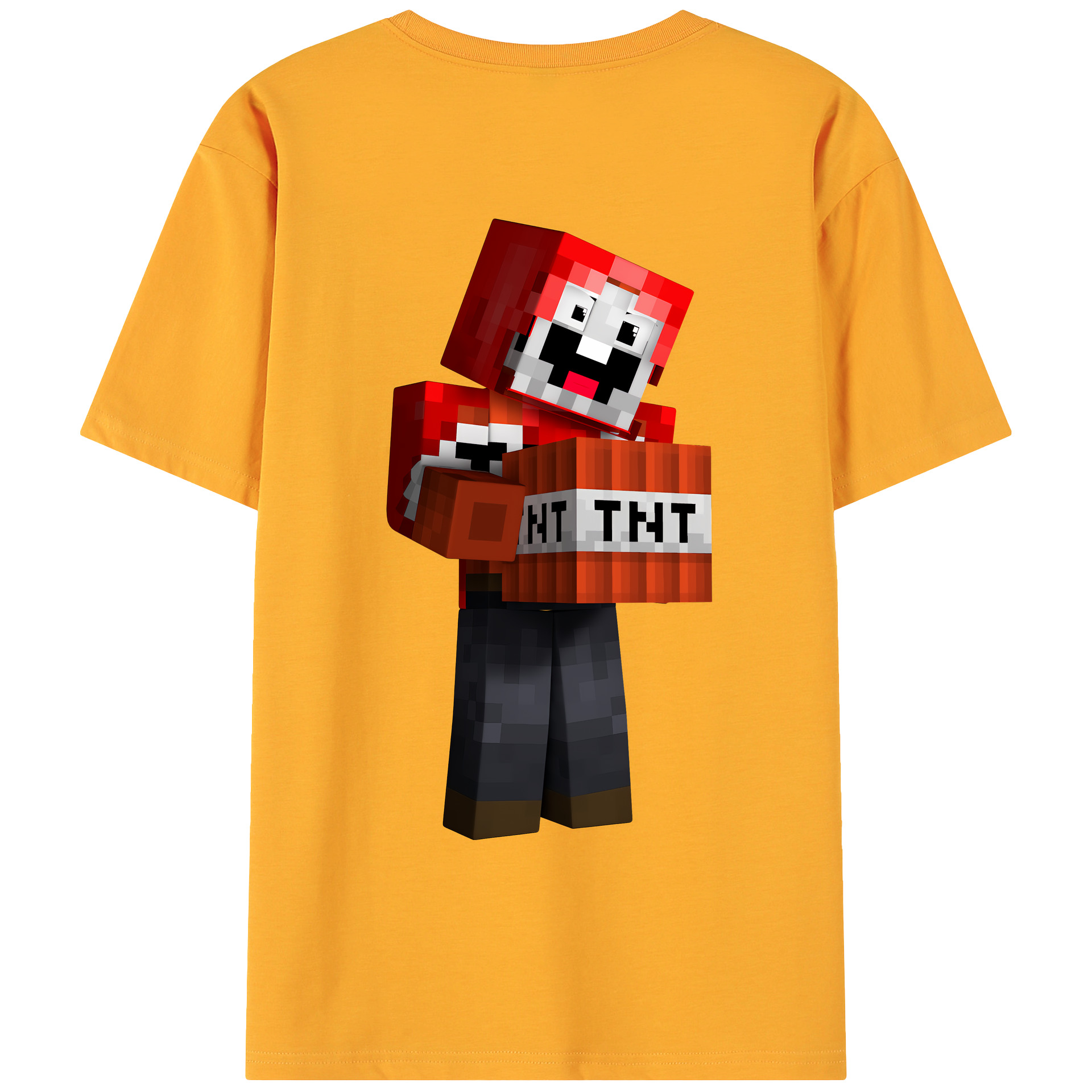 （画像用） マインクラフト ブロックの世界 Minecraft MC Block world 綿100％ メンズ半袖Tシャツ（バックプリント） 通気性