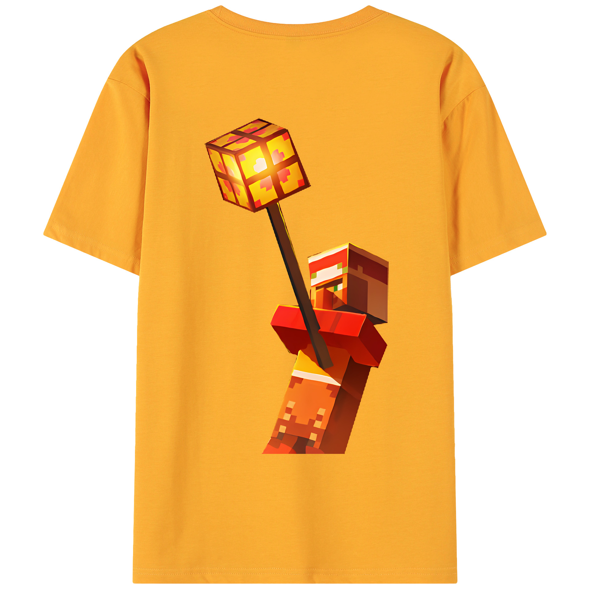 （画像用） マインクラフト ブロックの世界 Minecraft MC Block world 綿100％ メンズ半袖Tシャツ（バックプリント） 通気性
