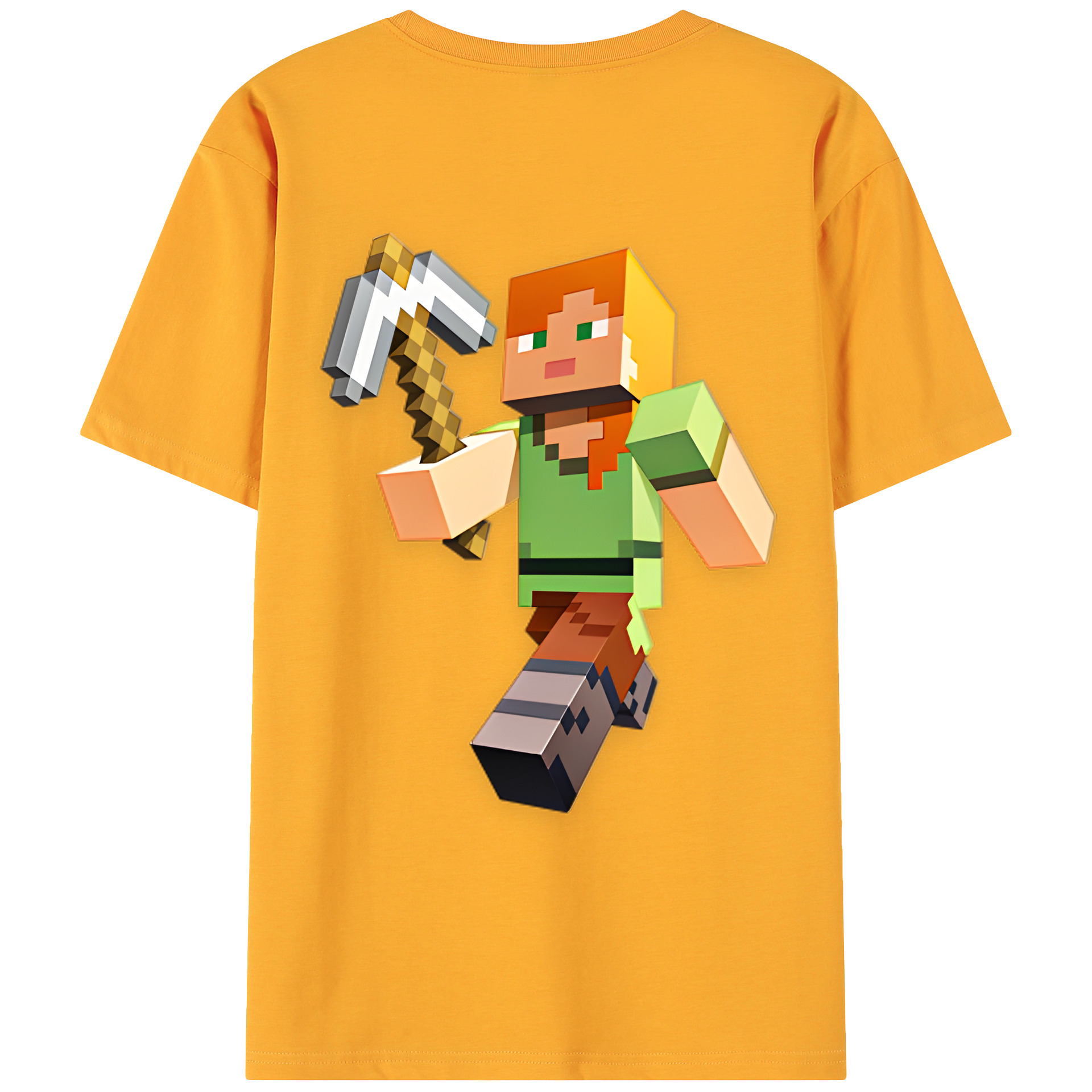 （画像用） マインクラフト ブロックの世界 Minecraft MC Block world 綿100％ メンズ半袖Tシャツ（バックプリント） 通気性
